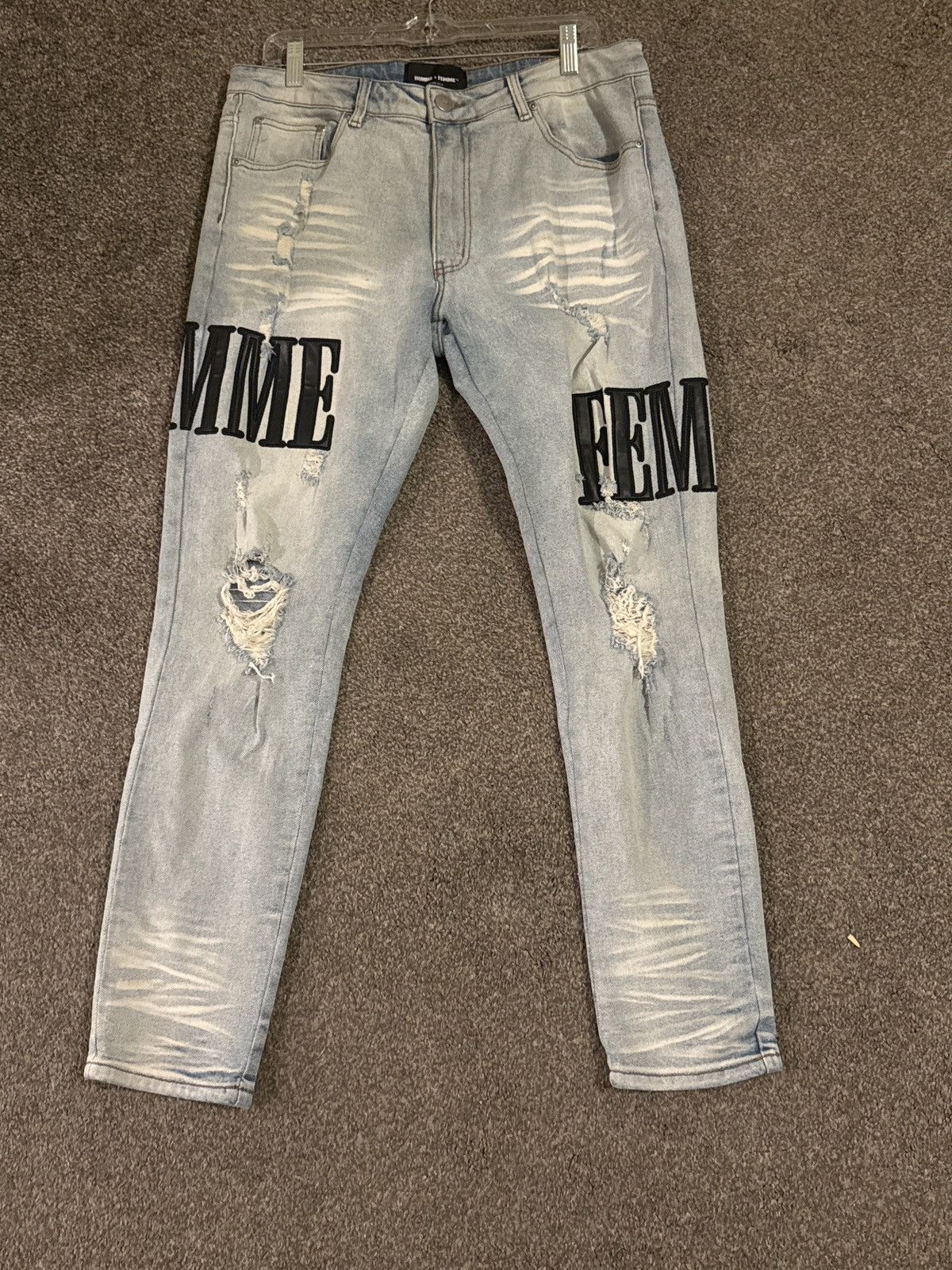 Homme + Femme La Homme Femme Varsity Patch Skinny Jeans Size US 34 / EU 50 - 1 Thumbnail