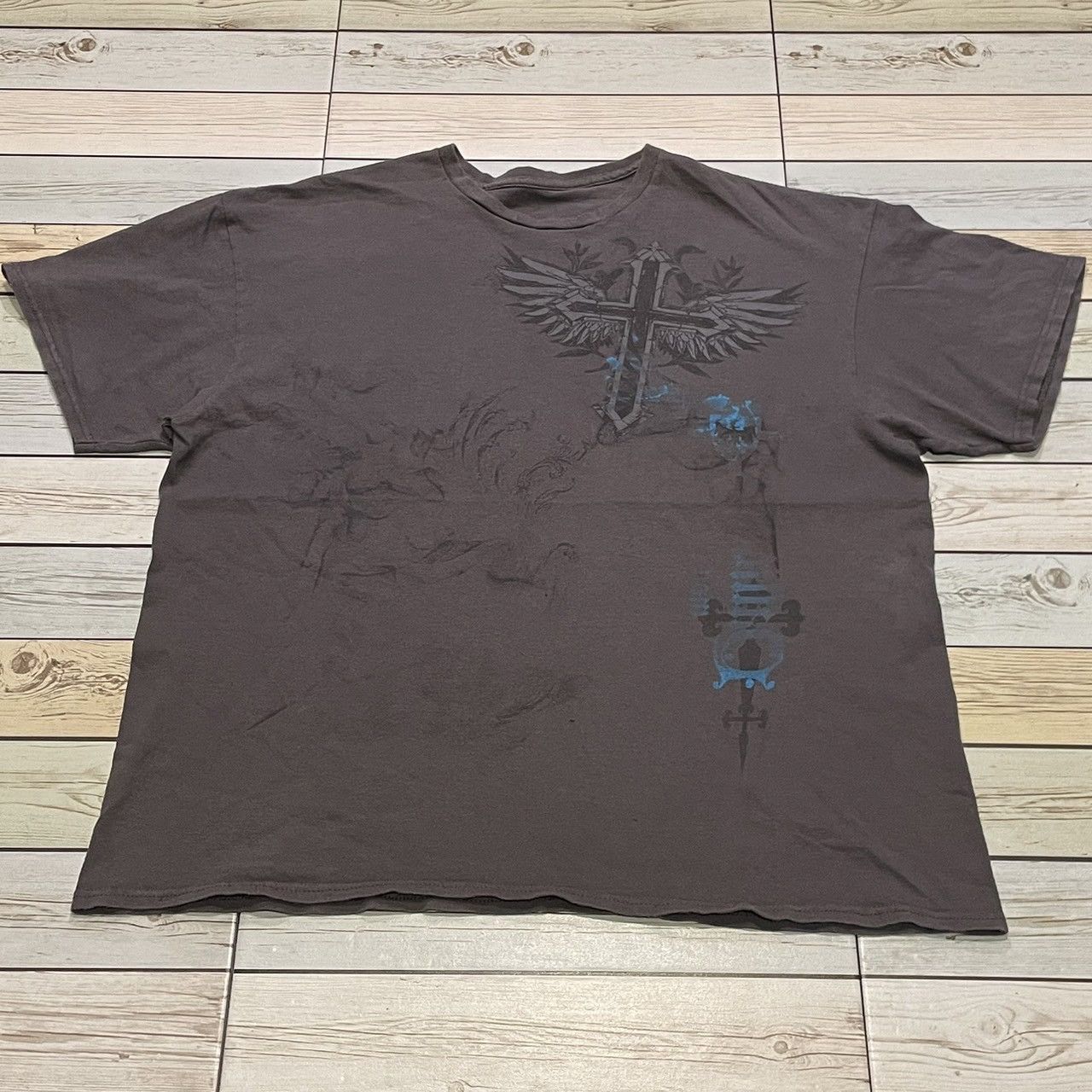 Affliction × Ed Hardy × Tapout Rare Wings Cross Tee Y2K Affliction Style Size US XL / EU 56 / 4 - 1 Thumbnail