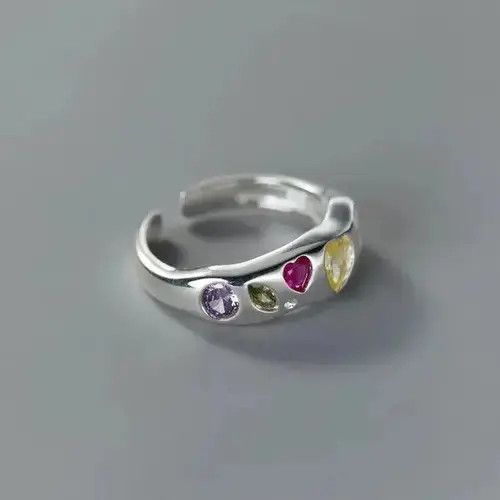Jewelry Multicolor Stone Adjustable Ring Size ONE SIZE - 4 Thumbnail