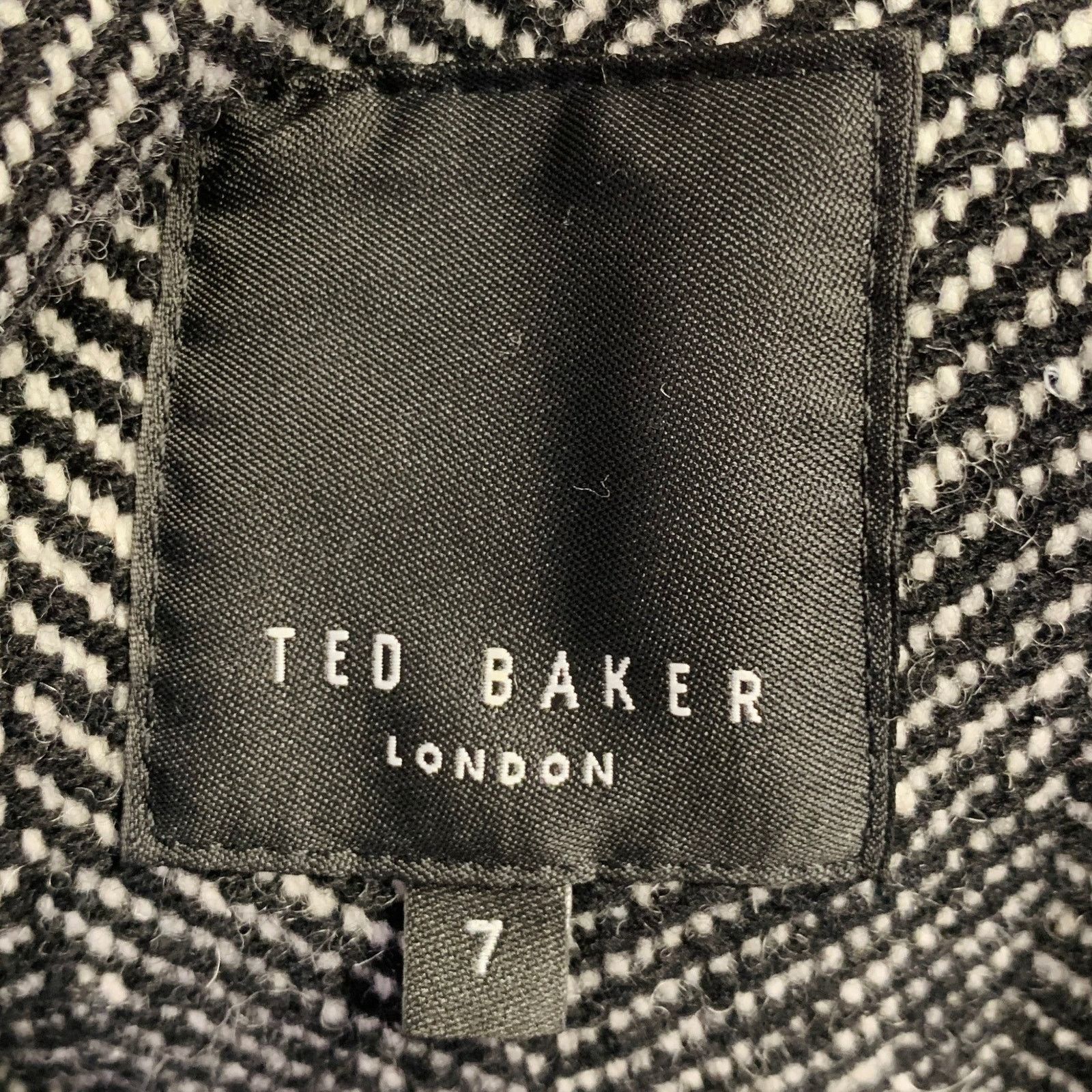 Ted Baker TED BAKER Size XXXL Black White Herringbone Wool Blend Coat Size US XXL / EU 58 / 5 - 7 Thumbnail