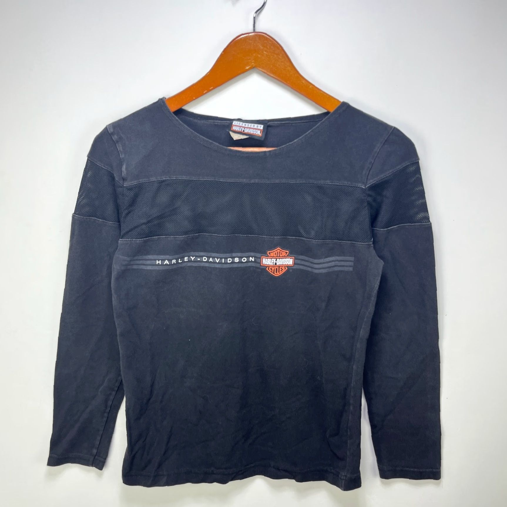 Harley Davidson VINTAGE Harley-Davidson Womens Long Sleeve Shirt M Black Y2K Size M / US 6-8 / IT 42-44 - 2 Thumbnail