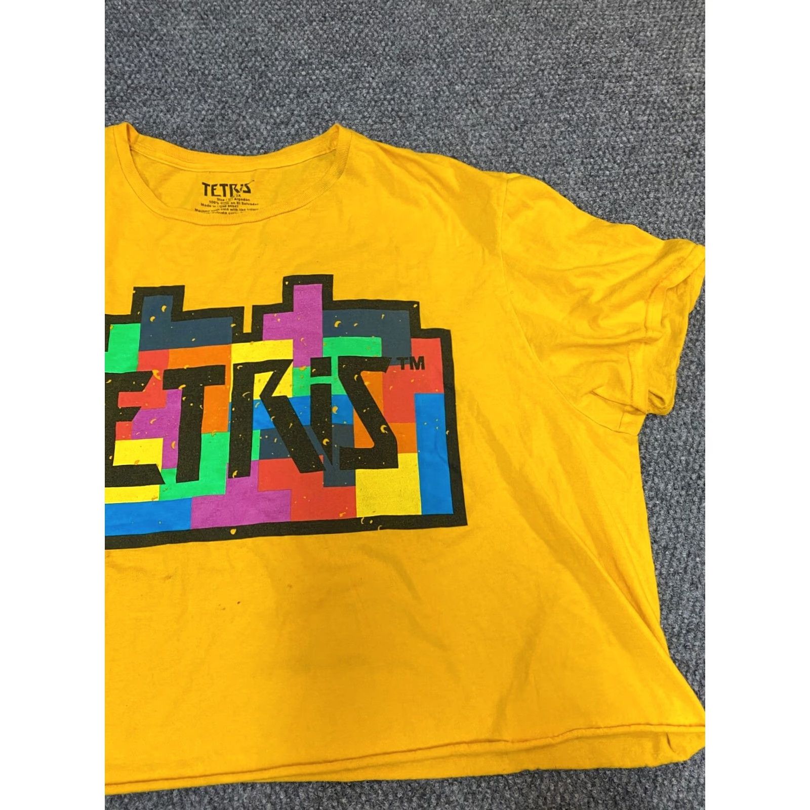 Vintage Tetris Womens Blouse 3X Plus Yellow Crew Neck Long Sleeve Ruffle Breathable Size XXL / US 16-18 / IT 52-54 - 2 Thumbnail