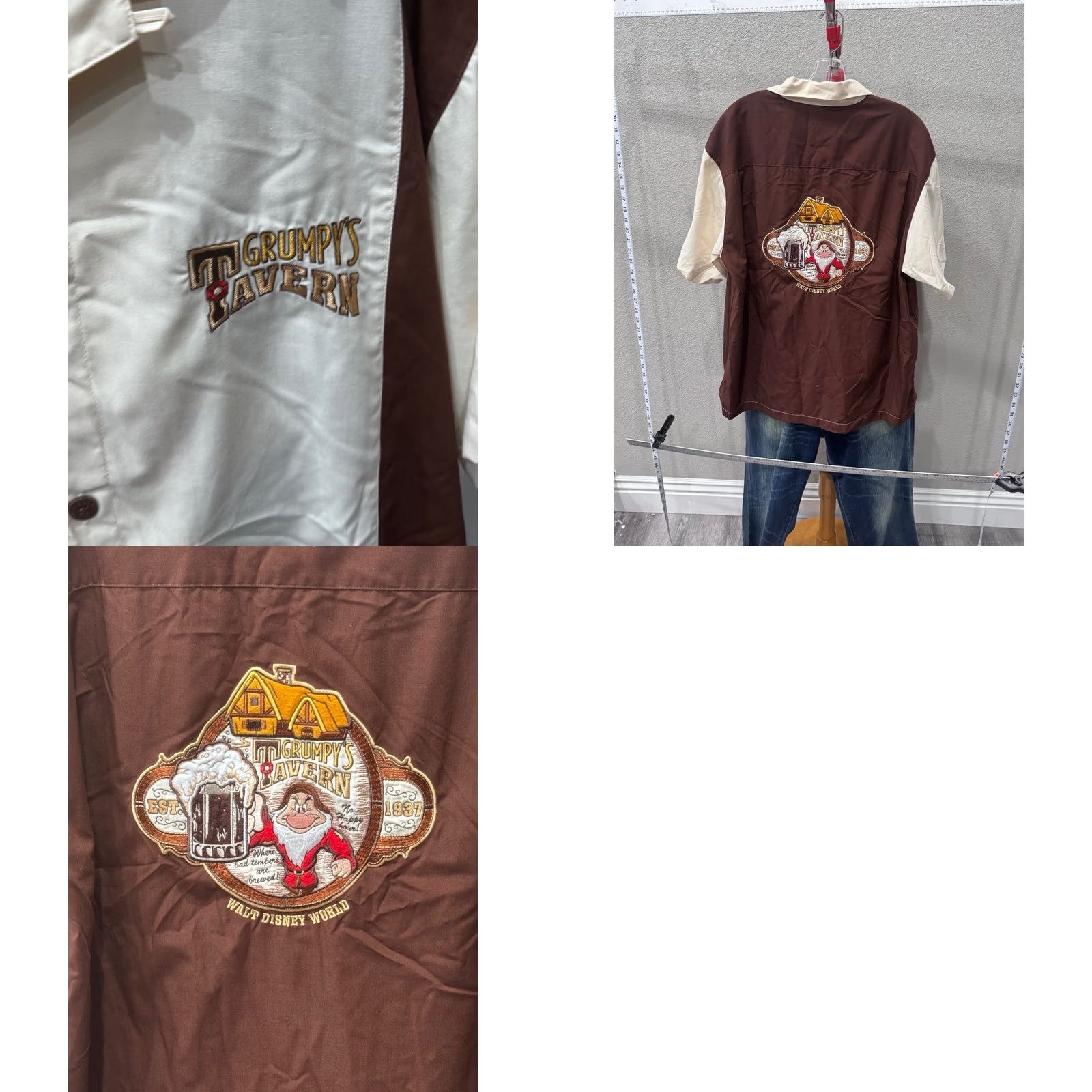 Disney RARE Walt Disney World Grumpys Tavern Embroidered Bowling Shirt L Mens Multicolor Large L Size US L / EU 52-54 / 3 - 8 Thumbnail