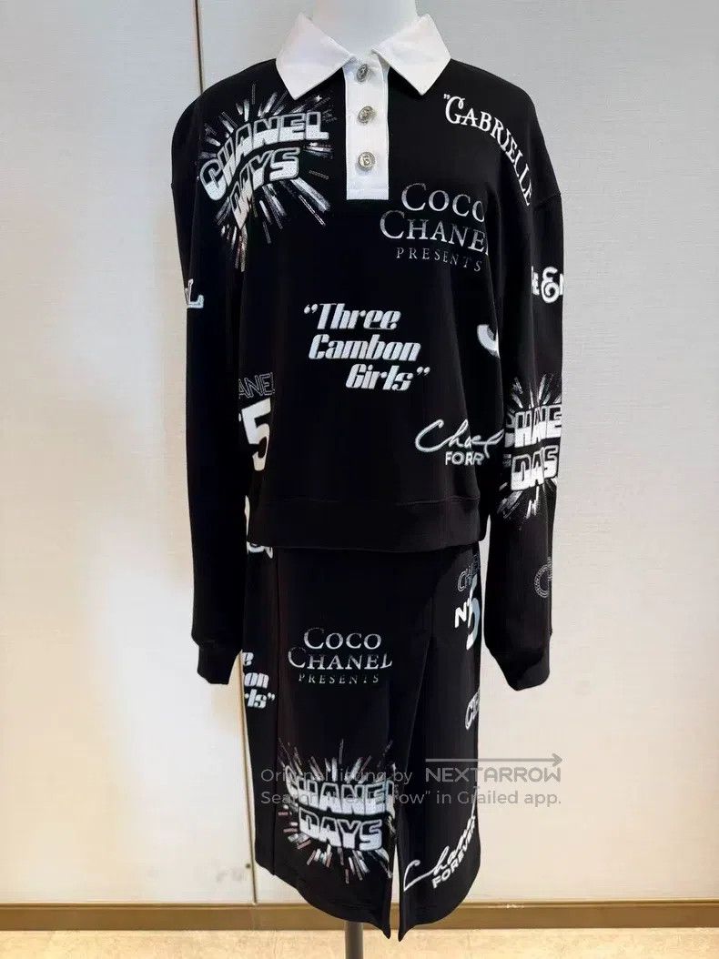 Chanel Chanel 21s black and white graffiti long-sleeved polo shir Size S / US 4 / IT 40 - 1 Thumbnail