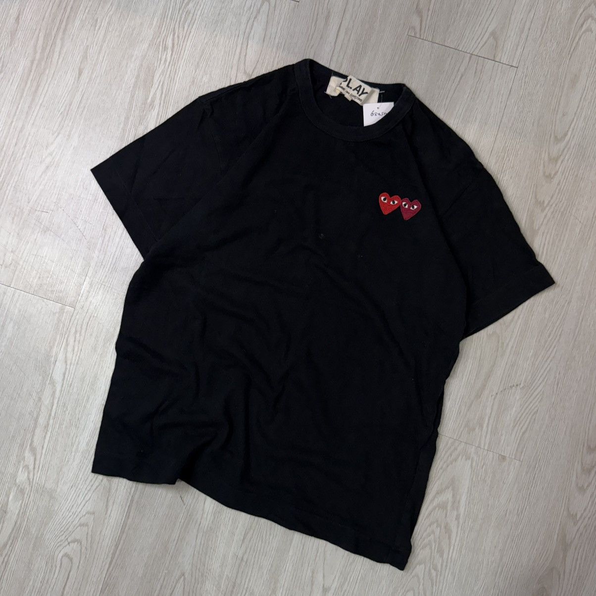 Comme des Garcons Comme Des Garcons double heart black tee shortsleeve AZ-T226 Size US S / EU 44-46 / 1 - 2 Thumbnail