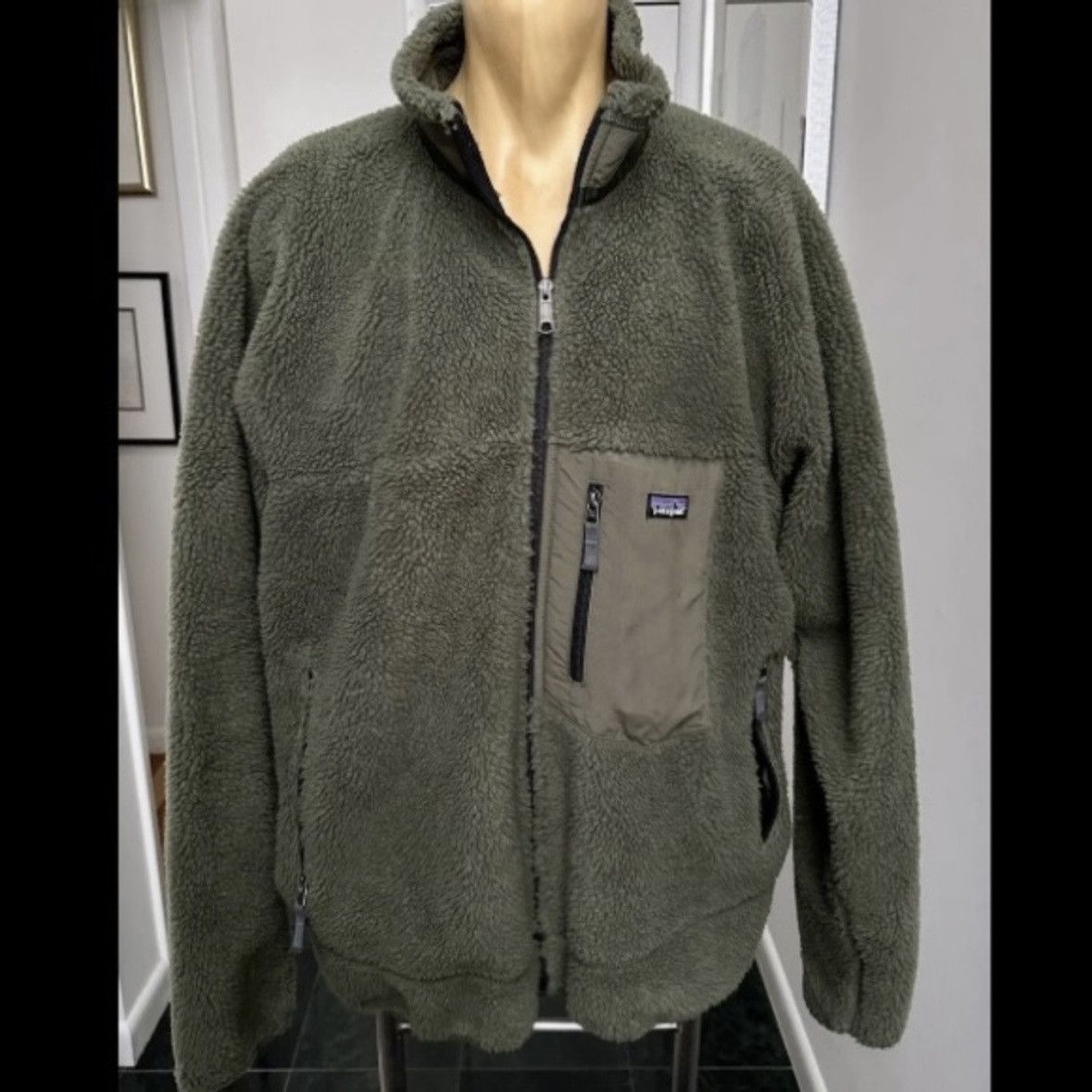 Image of Vintage Mens Patagonia Retro-X Deep Pile Fleece Jacket in Green (Size 2XL)