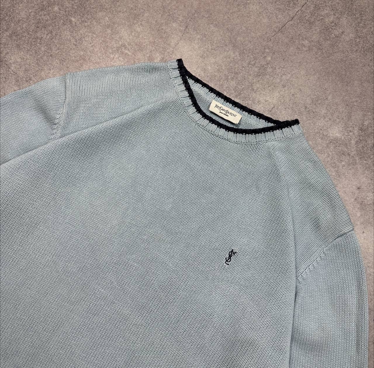 Yves Saint Laurent Vintage Yves Saint Laurent Knit Sweater, Size XL – Light Blu Size US XL / EU 56 / 4 - 2 Thumbnail