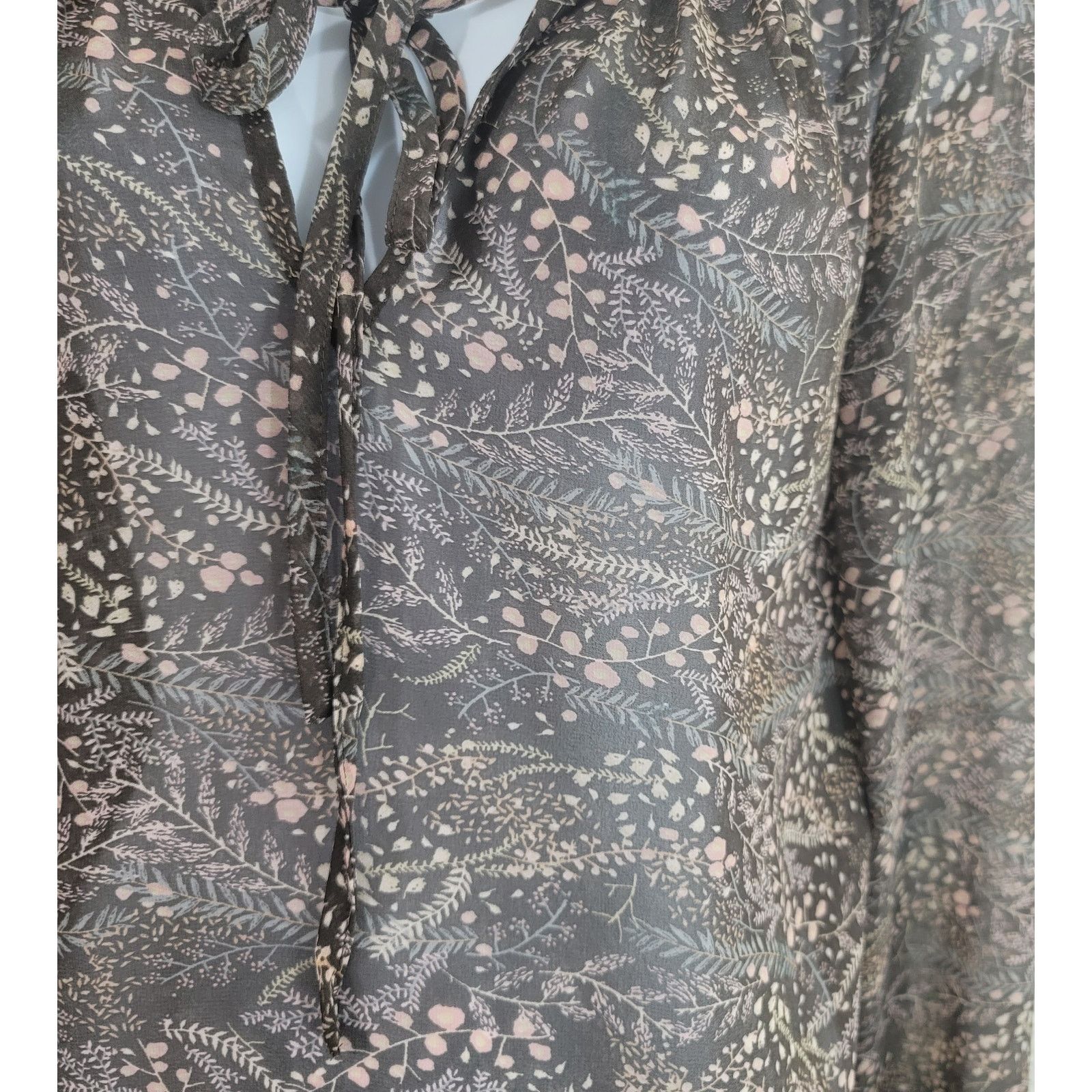 Other Ann Taylor Loft Brown Pink Sheer Floral Print Shirt XS Size XS / US 0-2 / IT 36-38 - 2 Thumbnail