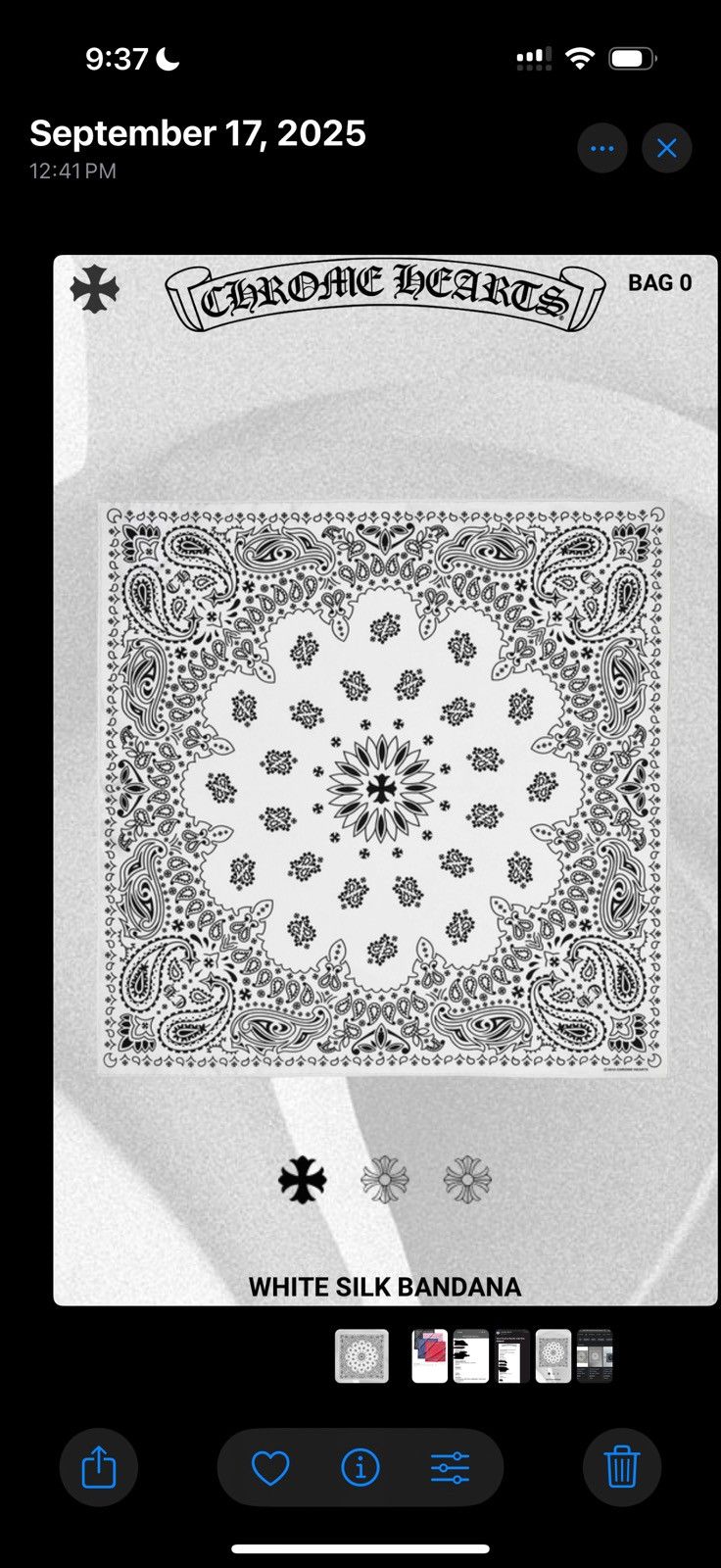 Chrome Hearts white silk bandanna Size ONE SIZE - 1 Thumbnail