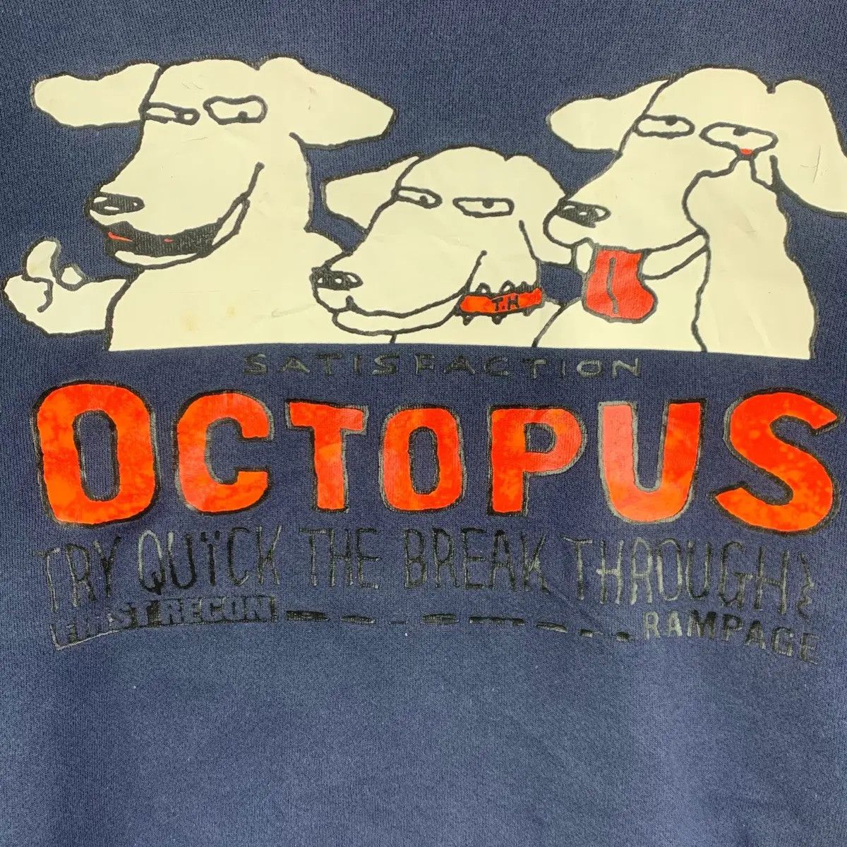 Tultex Vintage 80s SATISFACTION OCTOPUS Cartoon Dogs Print By Size US XL / EU 56 / 4 - 6 Thumbnail
