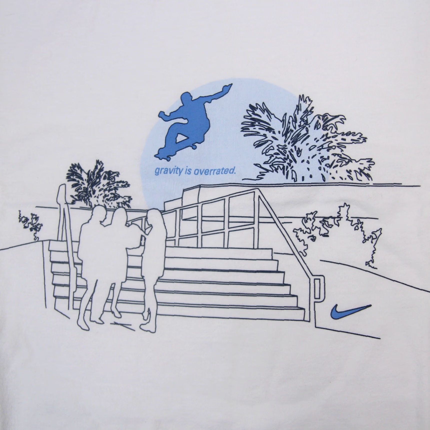 Nike VINTAGE Nike Skateboarding Gravity is overrated Mens Large Graphic T Shirt White Size US L / EU 52-54 / 3 - 4 Thumbnail