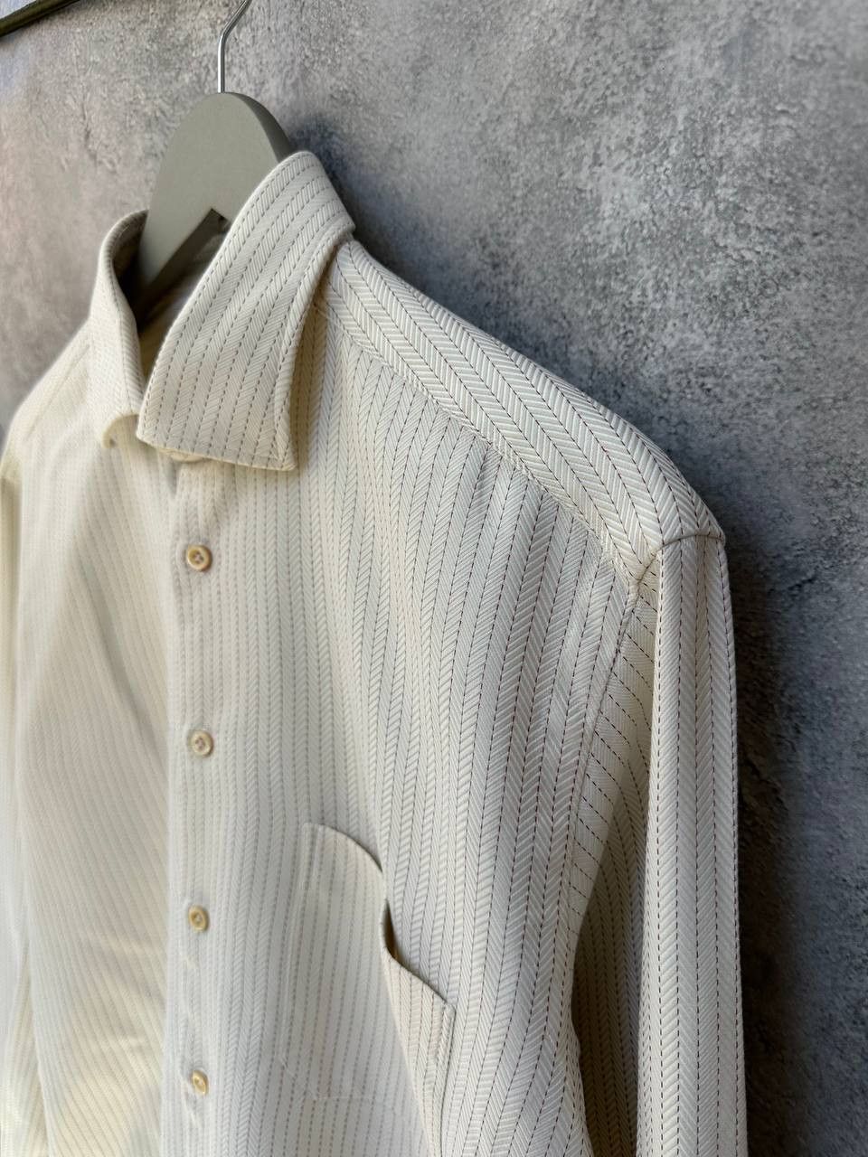 Pal Zileri × Vintage Pal Zileri Sartoriale Vintage Striped Button Up Shirt Beige Size US L / EU 52-54 / 3 - 6 Thumbnail