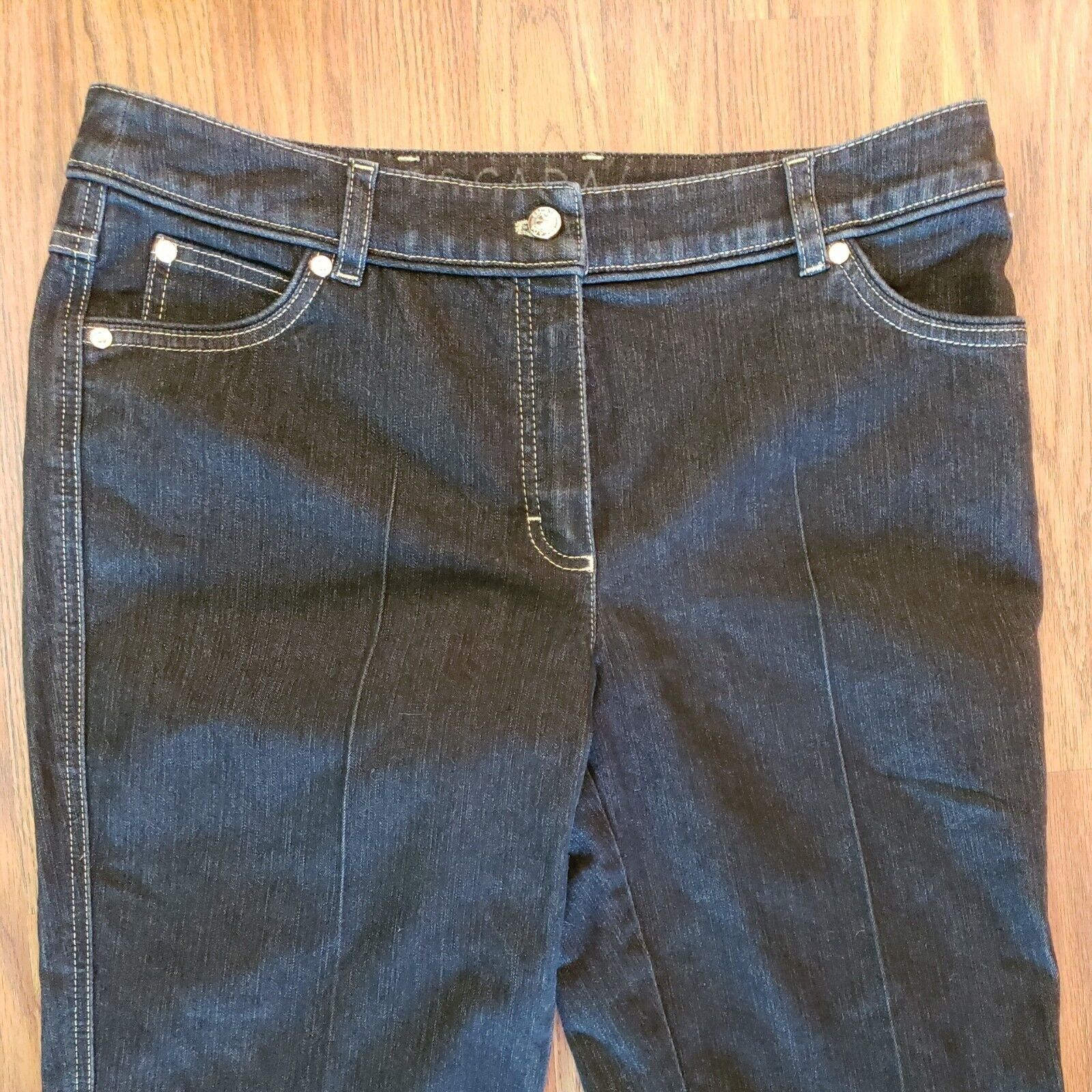 Escada Escada Jeans Womens 10 Italy 40 Black Gold Stitch Straight L Size 27" / US 4 / IT 40 - 6 Thumbnail