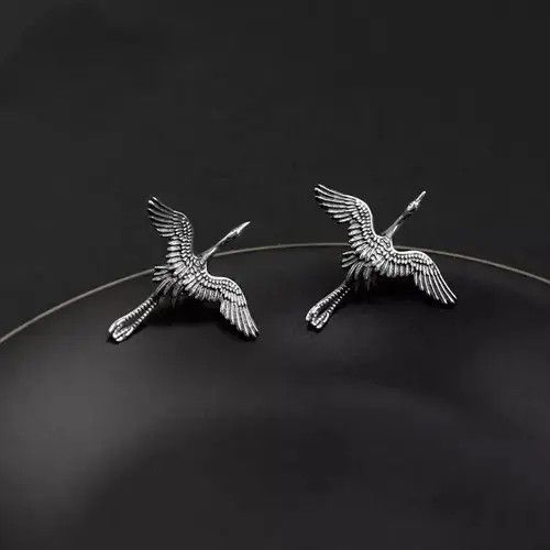 Japanese Brand Crane Bird Earrings Gothic Punk Jewelry Spike Size ONE SIZE - 2 Thumbnail