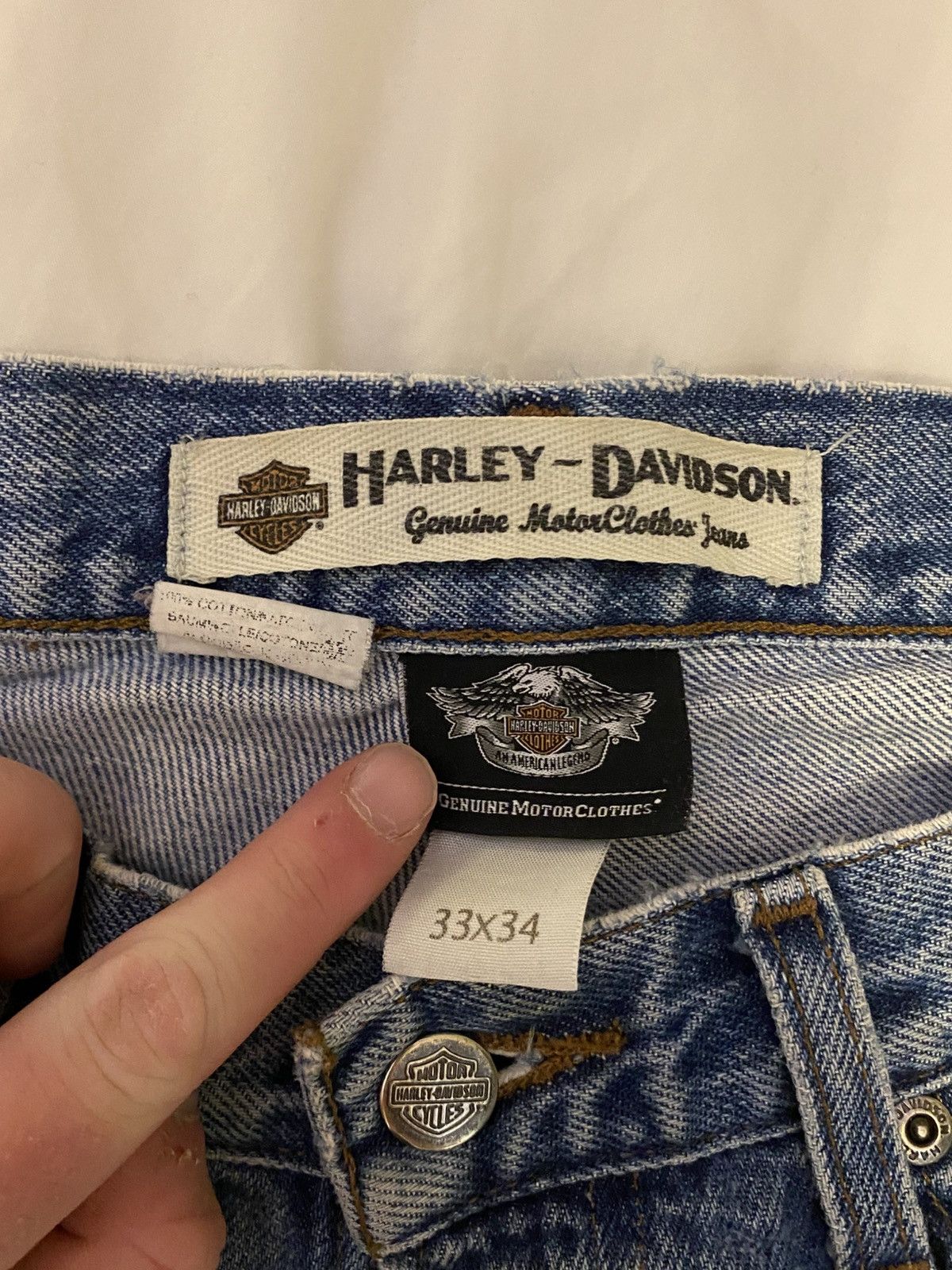 Harley Davidson × Vintage Vintage Harley Davidson Straight Leg Distressed Denim Size US 33 - 8 Thumbnail