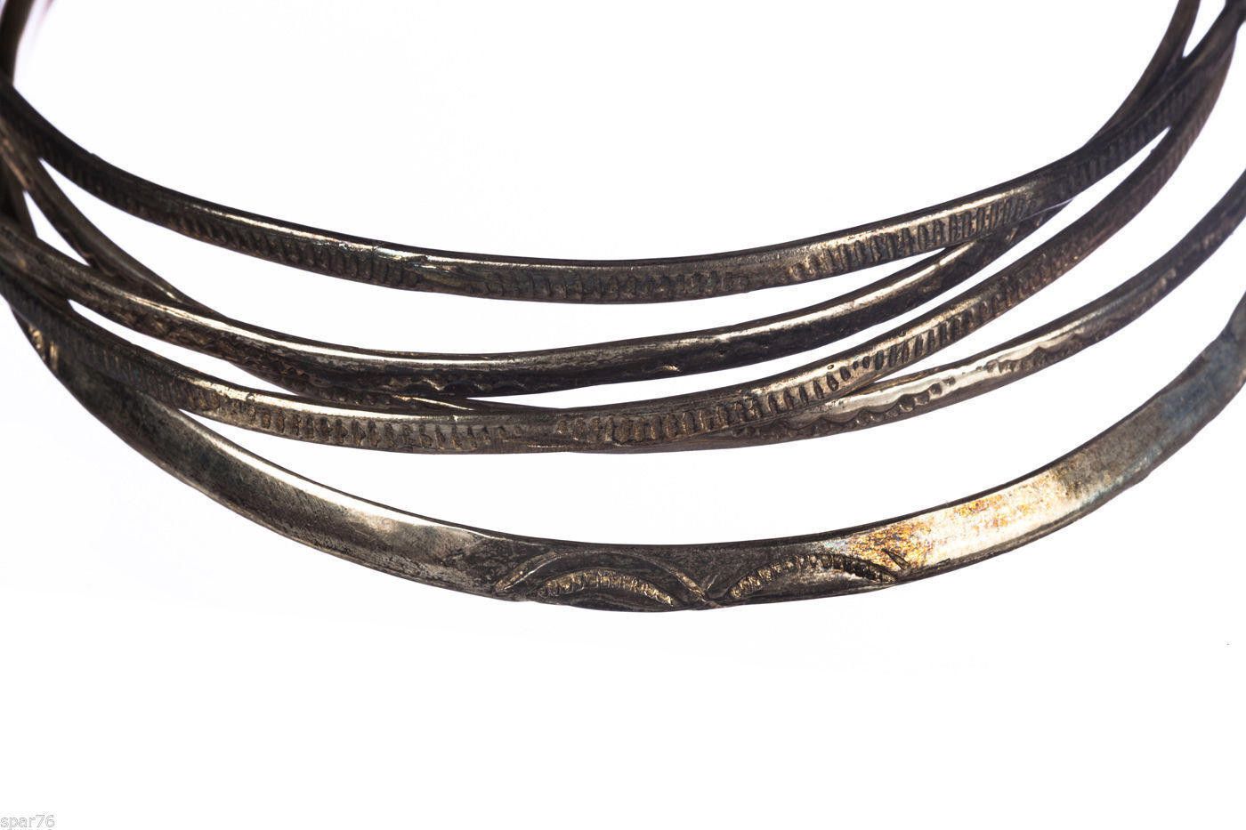 Designer Sterling Silver Tribal Inspired 5 Pc Bangle Set Alberto Juan Size ONE SIZE - 1 Thumbnail