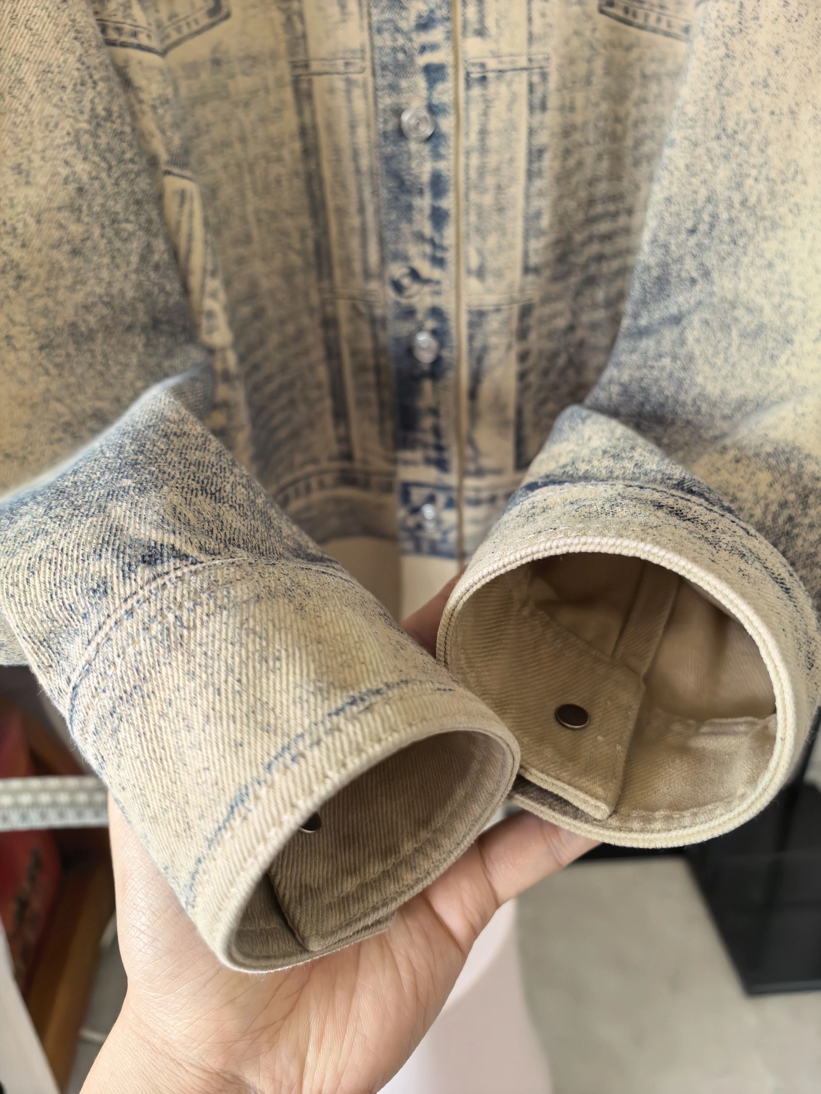 Dior FW23 Distressed Lapel Denim Shirt Jacket 42 Jay Chou