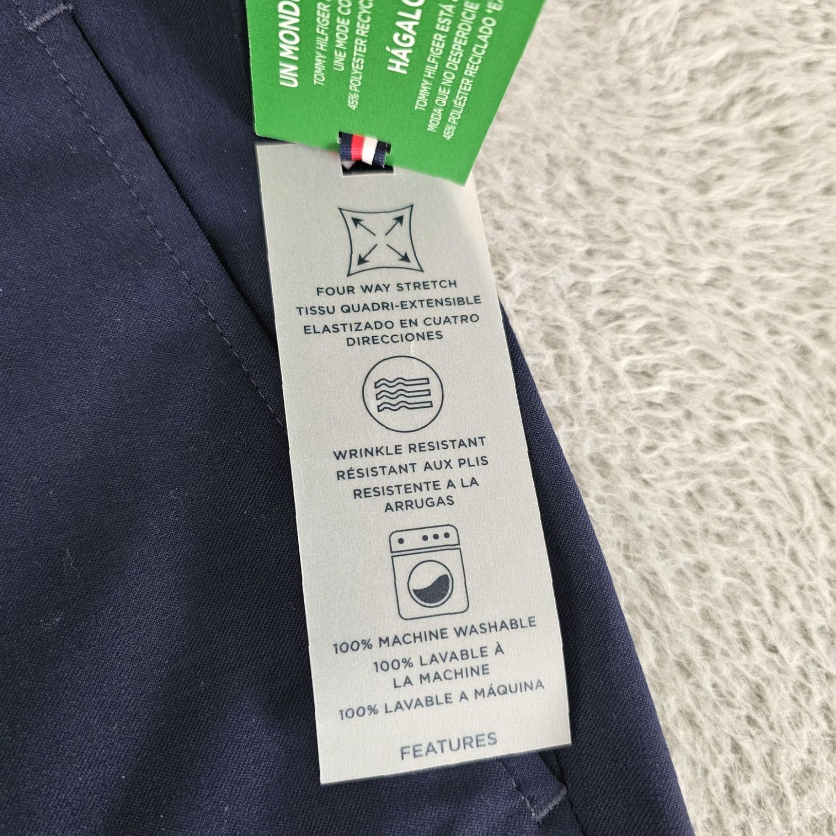 Tommy Hilfiger Tommy Hilfiger TH Flex Pants Mens 44x27 Navy Ryland Wool Stretch Dress Work Size US 44 / EU 60 - 4 Thumbnail
