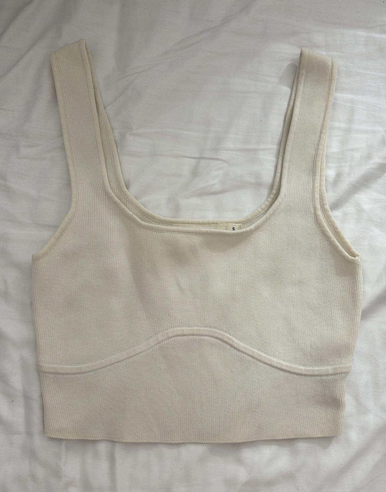 Other Glassons Cream Ribbed Crop Top Size S / US 4 / IT 40 - 2 Thumbnail