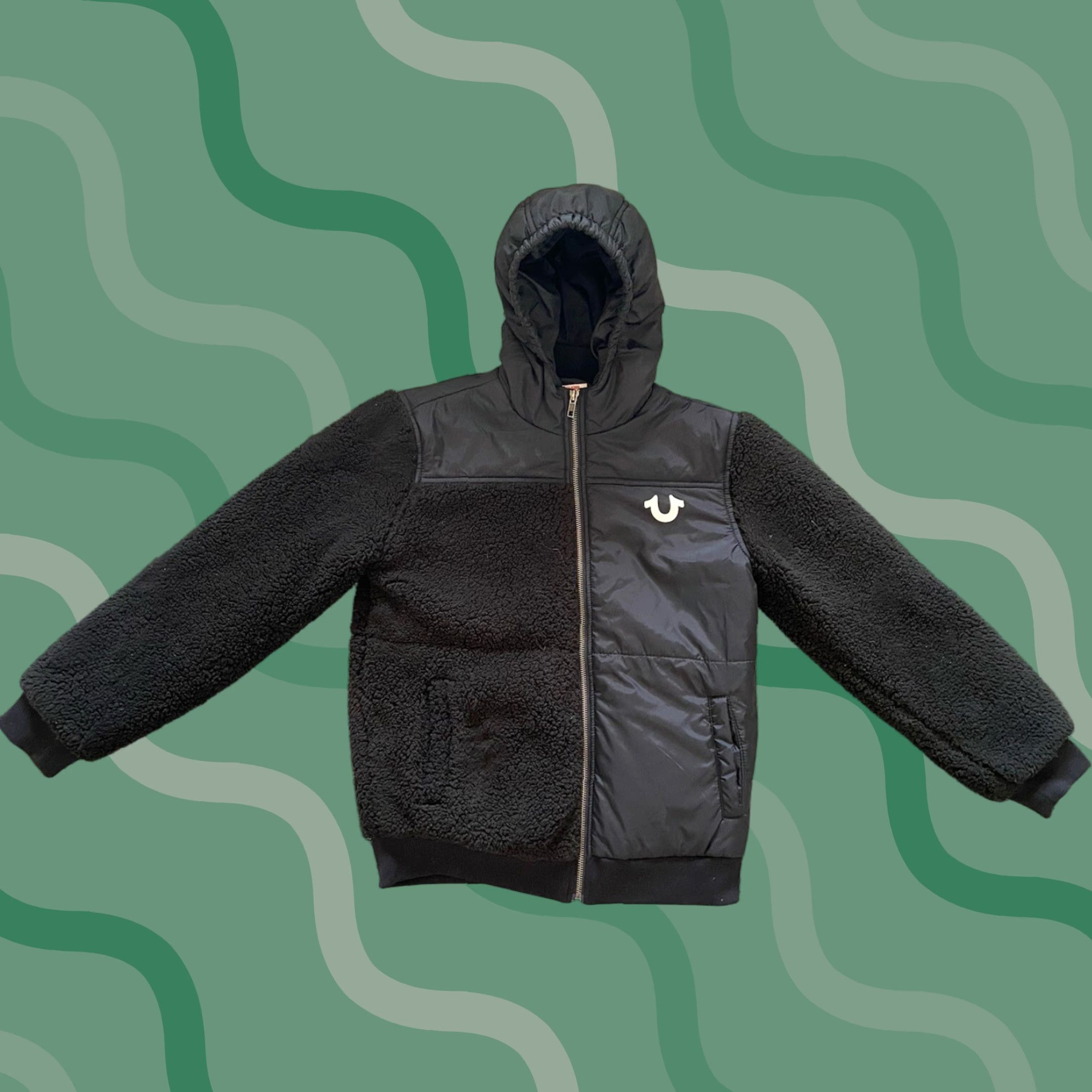 True Religion True Religion Women’s Jacket Size M Black Sherpa Hooded Designer Size M / US 6-8 / IT 42-44 - 1 Thumbnail