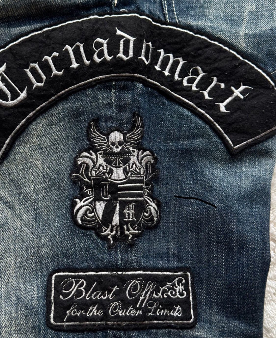 Japanese Brand × Tornado Mart Tornado Mart Patch Embroideries Flared Jeans Size US 31 - 4 Thumbnail