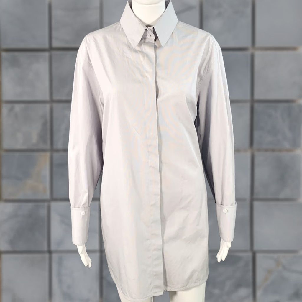 The Row VINTAGE THE ROW Shirt M Blue White Cotton Stripe Oversized Hidden Placket Women Size M / US 6-8 / IT 42-44 - 1 Thumbnail