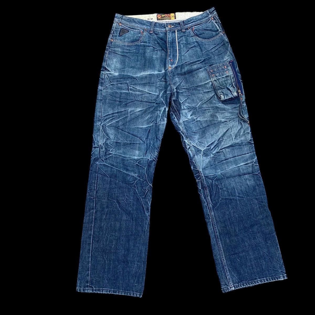 Super Baggy Akademiks Long Denim Acid Wash Carpenter Jeans