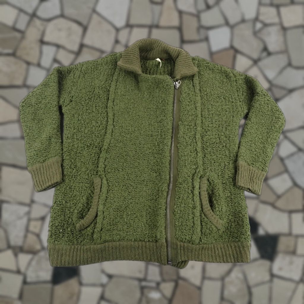 Free People VINTAGE Free People Sweater Womens Small Green Wool Blend Asymmetrical Full Zip Up Soft Size S / US 4 / IT 40 - 1 Thumbnail