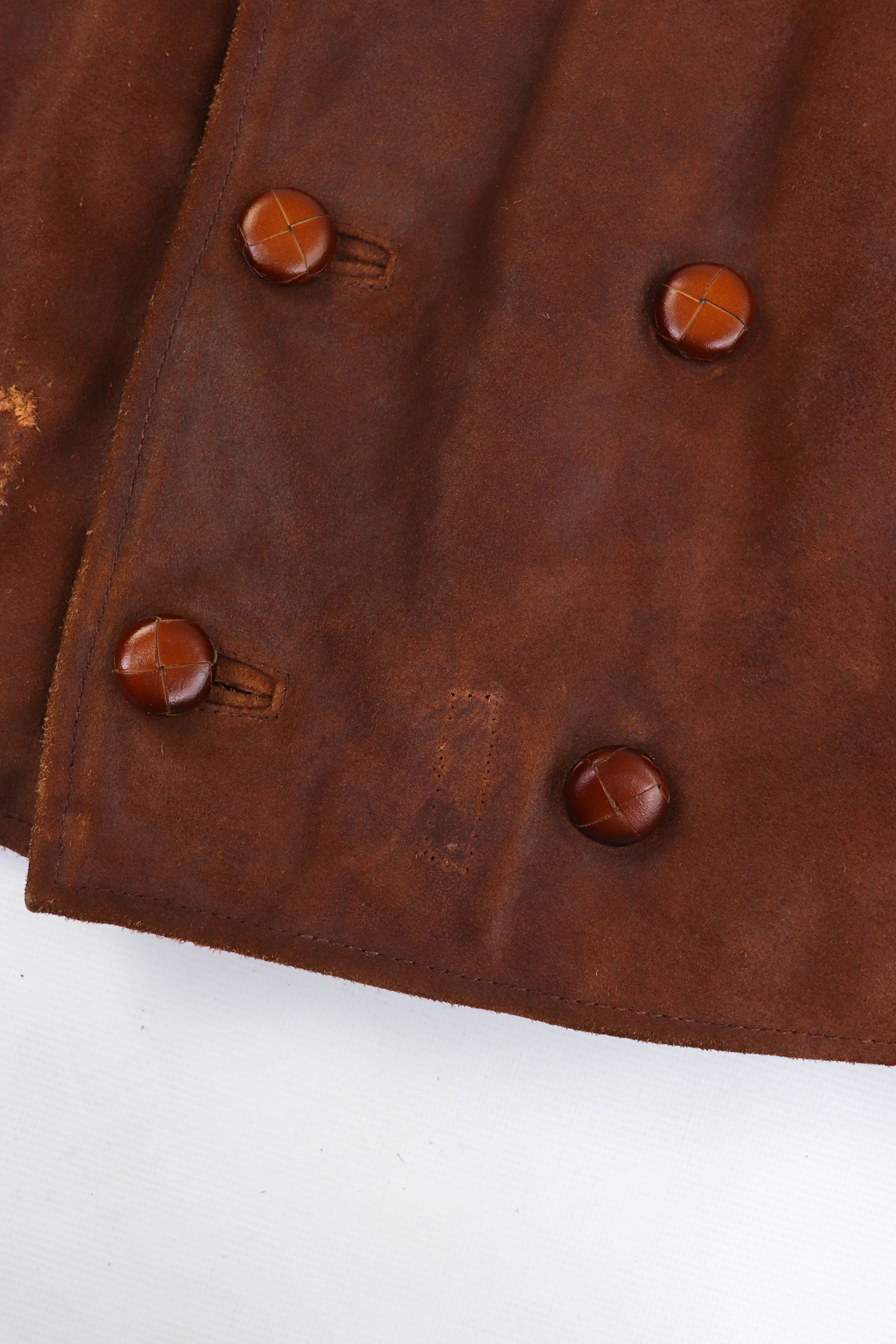 Vintage Vintage Tan Suede Leather Western Double Breast Crop Jacket Size US L / EU 52-54 / 3 - 13 Thumbnail