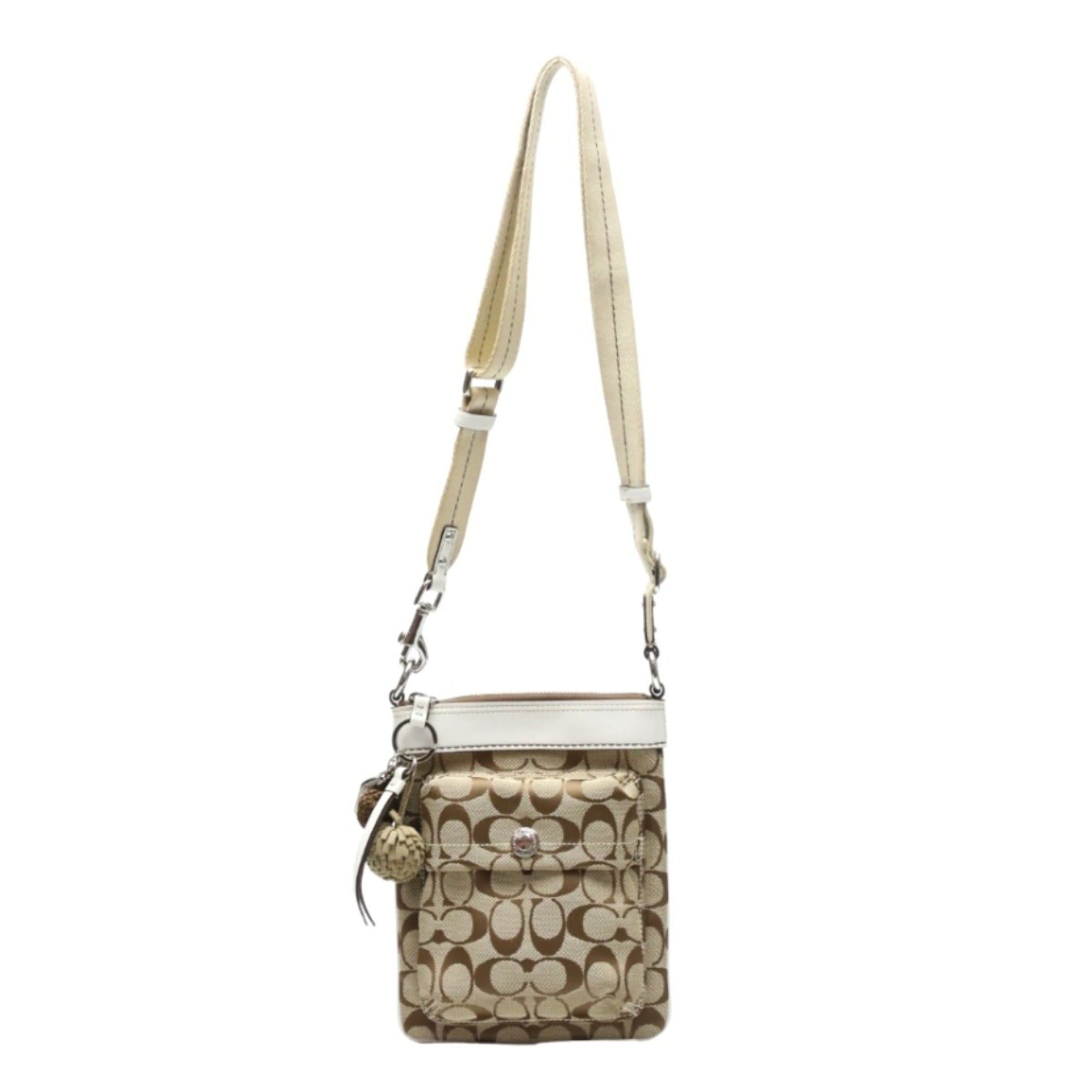 Coach Coach Signature Swing Canvas Shoulder Bag, 7082, Khaki and White Size ONE SIZE - 1 Thumbnail