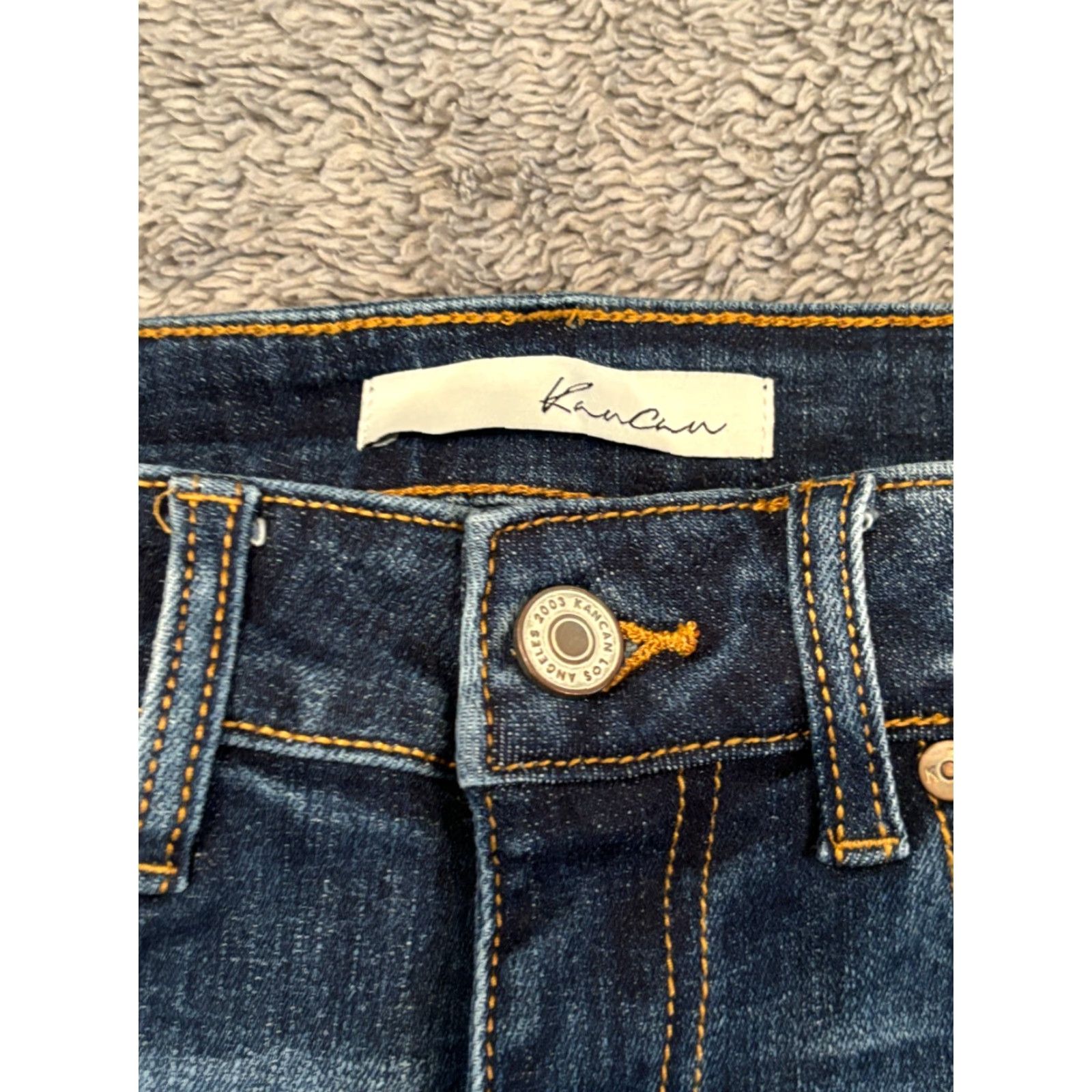 Vintage KanCan Jeans Womens 24/1 Blue Skinny Mid Rise Denim Stretch Frayed Hem Belt Loops 5-Pocket Design Estilo Slim Jeans Womens Size 42" / US 20 - 4 Thumbnail