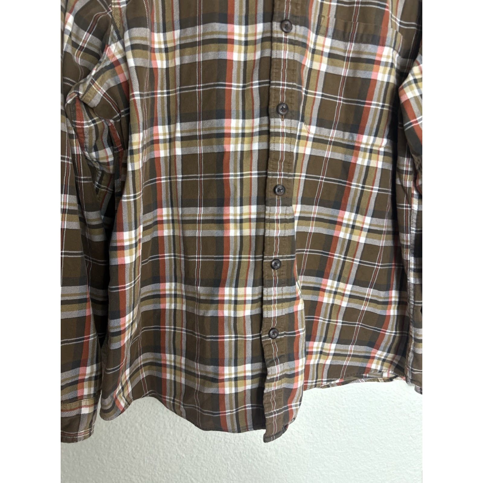 Eddie Bauer Eddie Bauer Mens XL Long Sleeve Plaid Flannel Shirt Orange Brown Cotton Size US XL / EU 56 / 4 - 5 Thumbnail