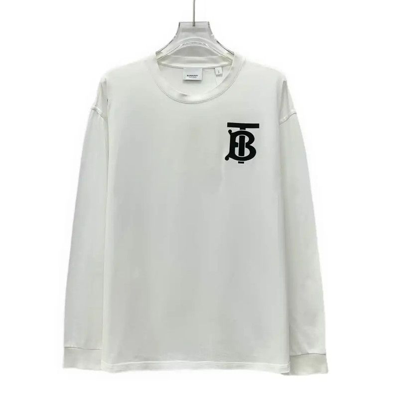Burberry Burberry White Cotton Long Sleeve T-Shirt Size US S / EU 44-46 / 1 - 1 Thumbnail