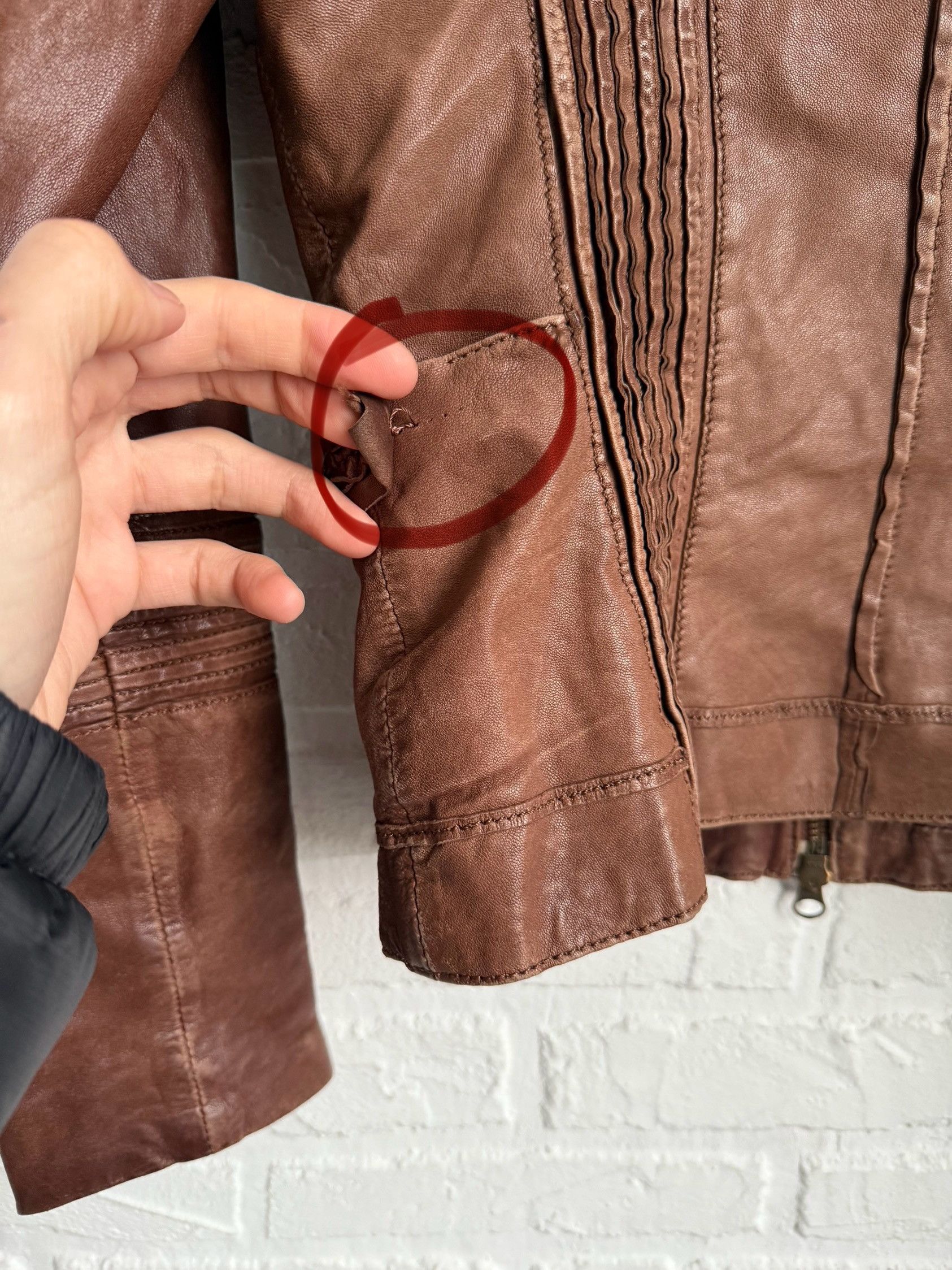 MAX&Co. Vintage Max Mara Max&CO brown leather biker jacket Size S / US 4 / IT 40 - 14 Thumbnail