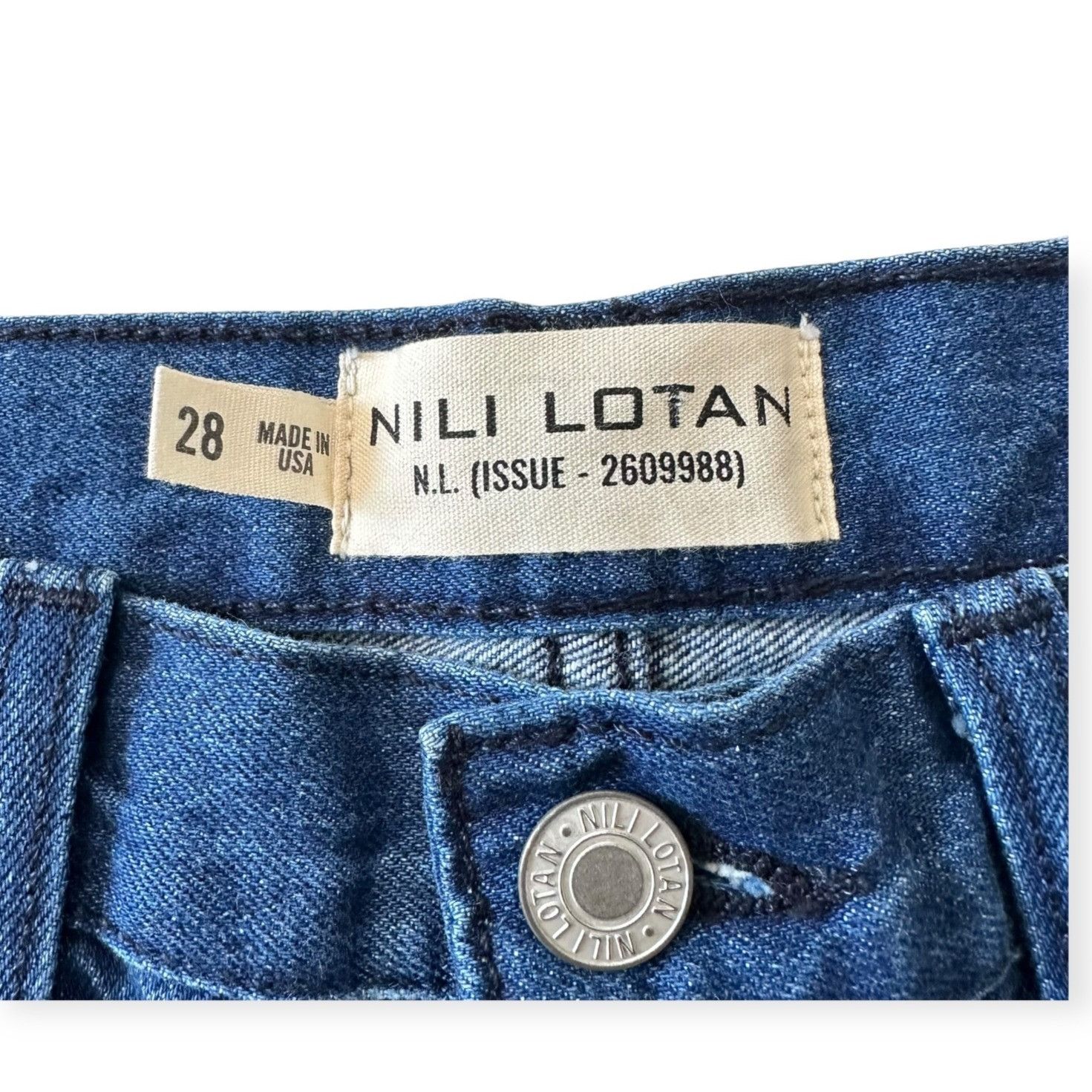 Nili Lotan Nili Lotan Straight Leg Jeans Dark Wash Blue Denim Mid-Rise, Size 28" / US 6 / IT 42 - 5 Thumbnail