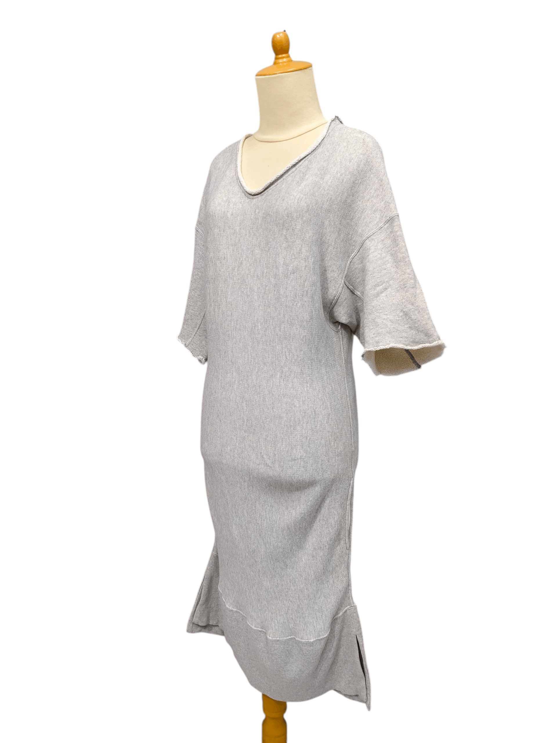 Ron Herman RHC Ron Herman- Minimalist Raw Edge V-Neck Sweat Midi Dress Size M / US 6-8 / IT 42-44 - 3 Thumbnail