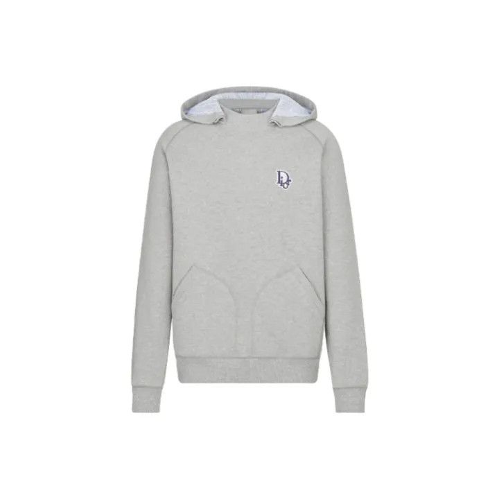 Dior Dior Grey Embroidered Hoodie for Men 0079 Size US XL / EU 56 / 4 - 1 Thumbnail
