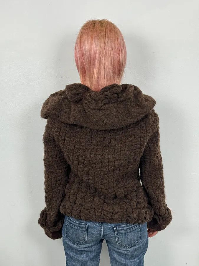 Roberto Cavalli 2000s Roberto Cavalli Brown Puffy Textured Cardigan Size S / US 4 / IT 40 - 2 Thumbnail