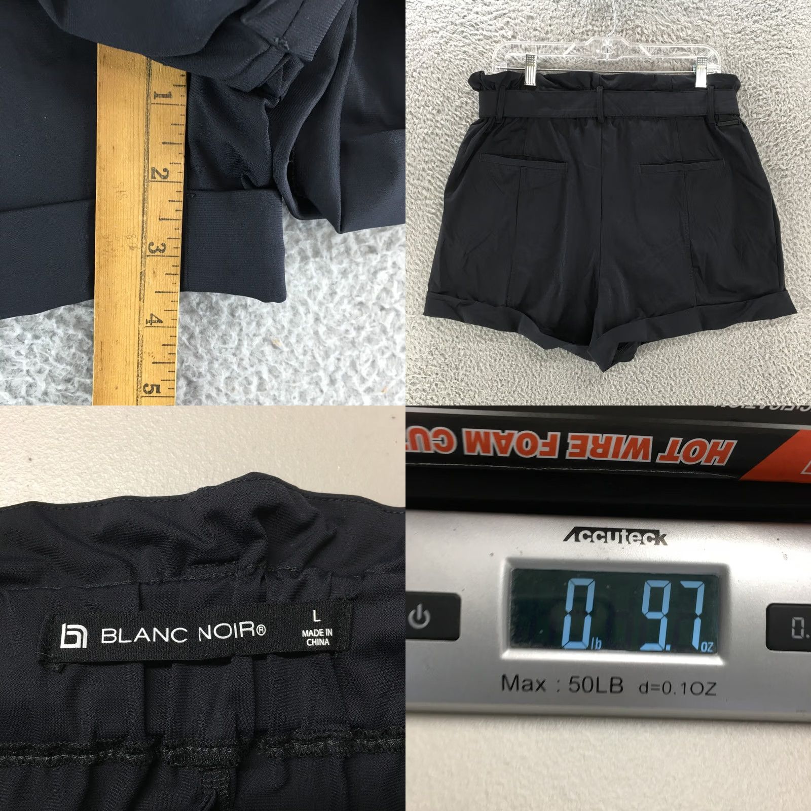 Blanc Noir Blanc Noir Paper Bag Shorts Womens Large Black Elastic Waist Belted High Rise Featured Belted Paperbag Shorts Womens Black High Rise Clearance Size 36" / US 14 / IT 50 - 8 Thumbnail