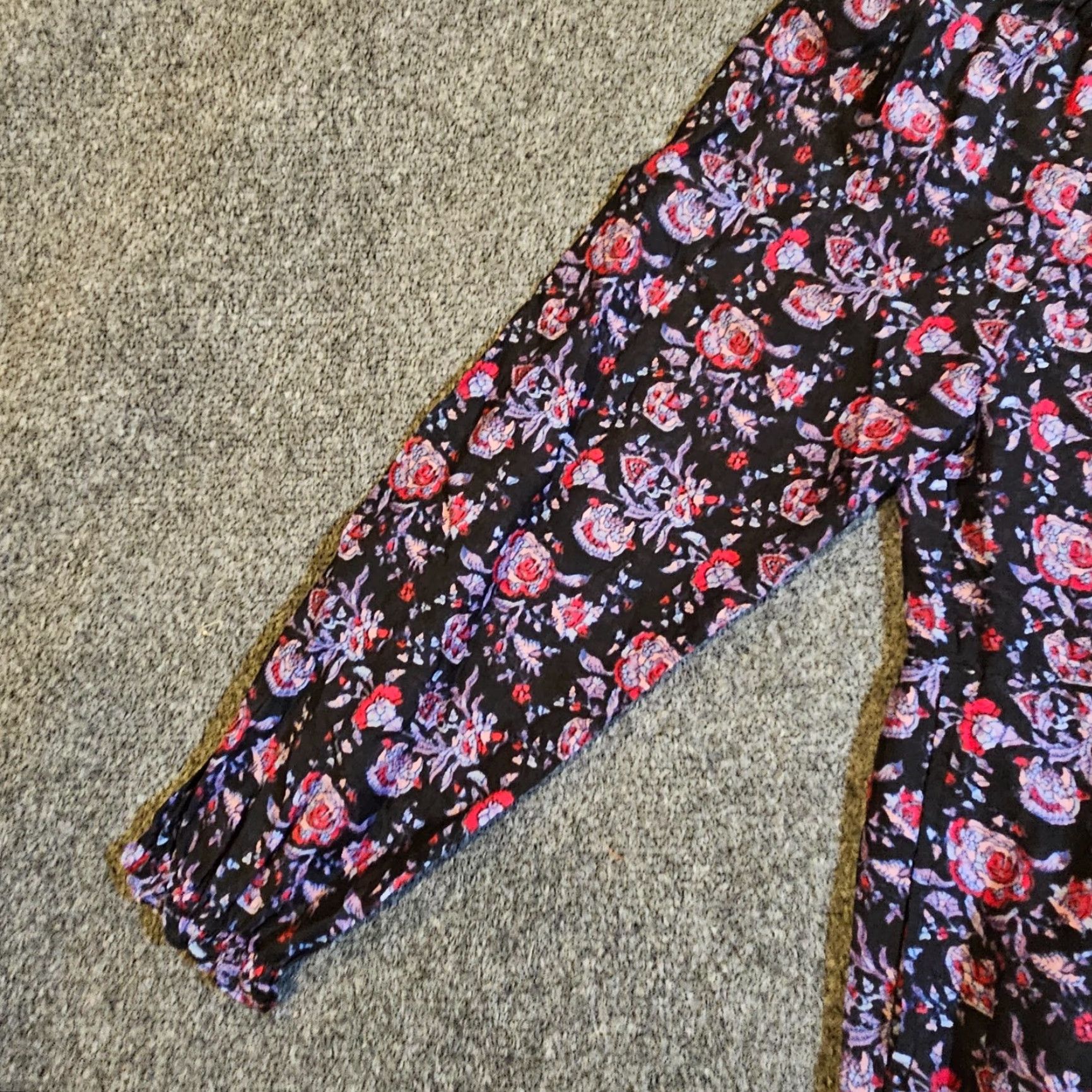 Xirena Xirena Dress Womens XS Black Red Floral Silk Long Sleeve Boho A-Line Casual Dress Size XS / US 0-2 / IT 36-38 - 5 Thumbnail