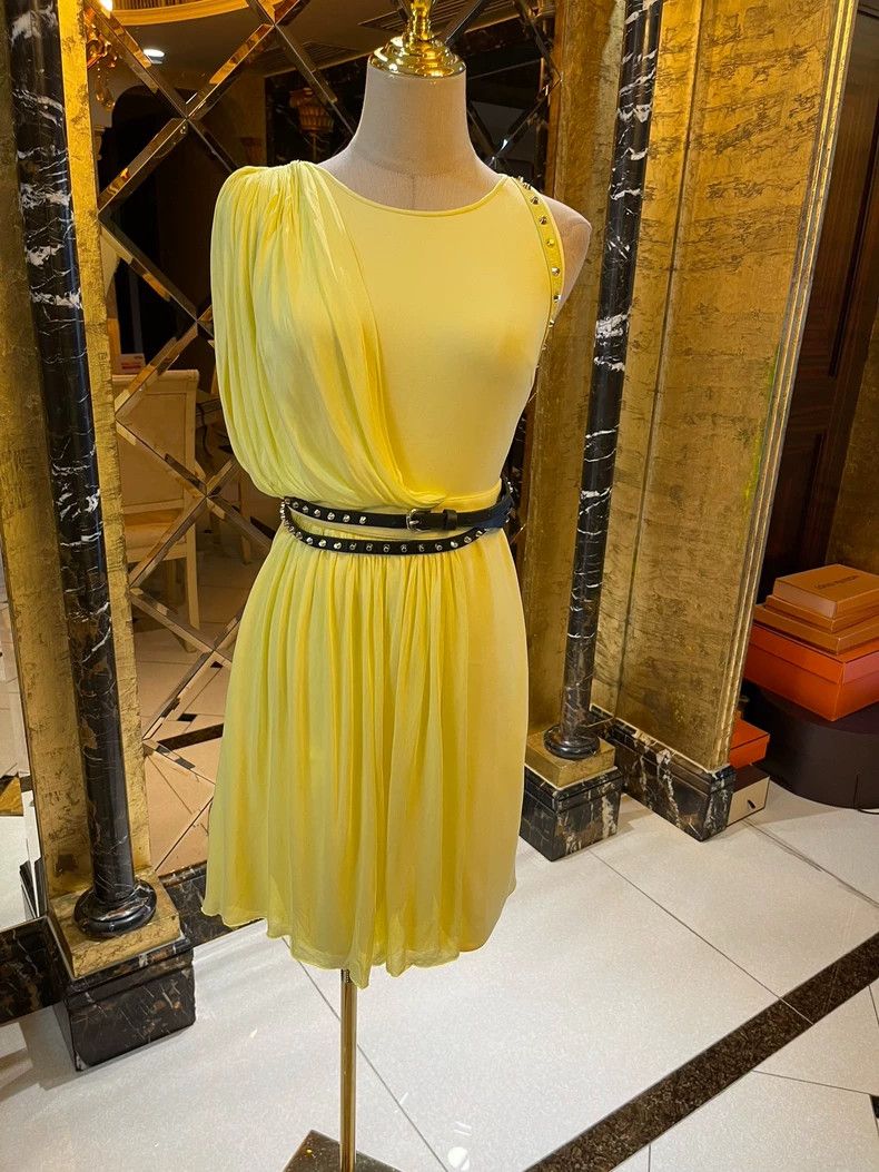 Versace Heavy mesh patchwork willow nail dress