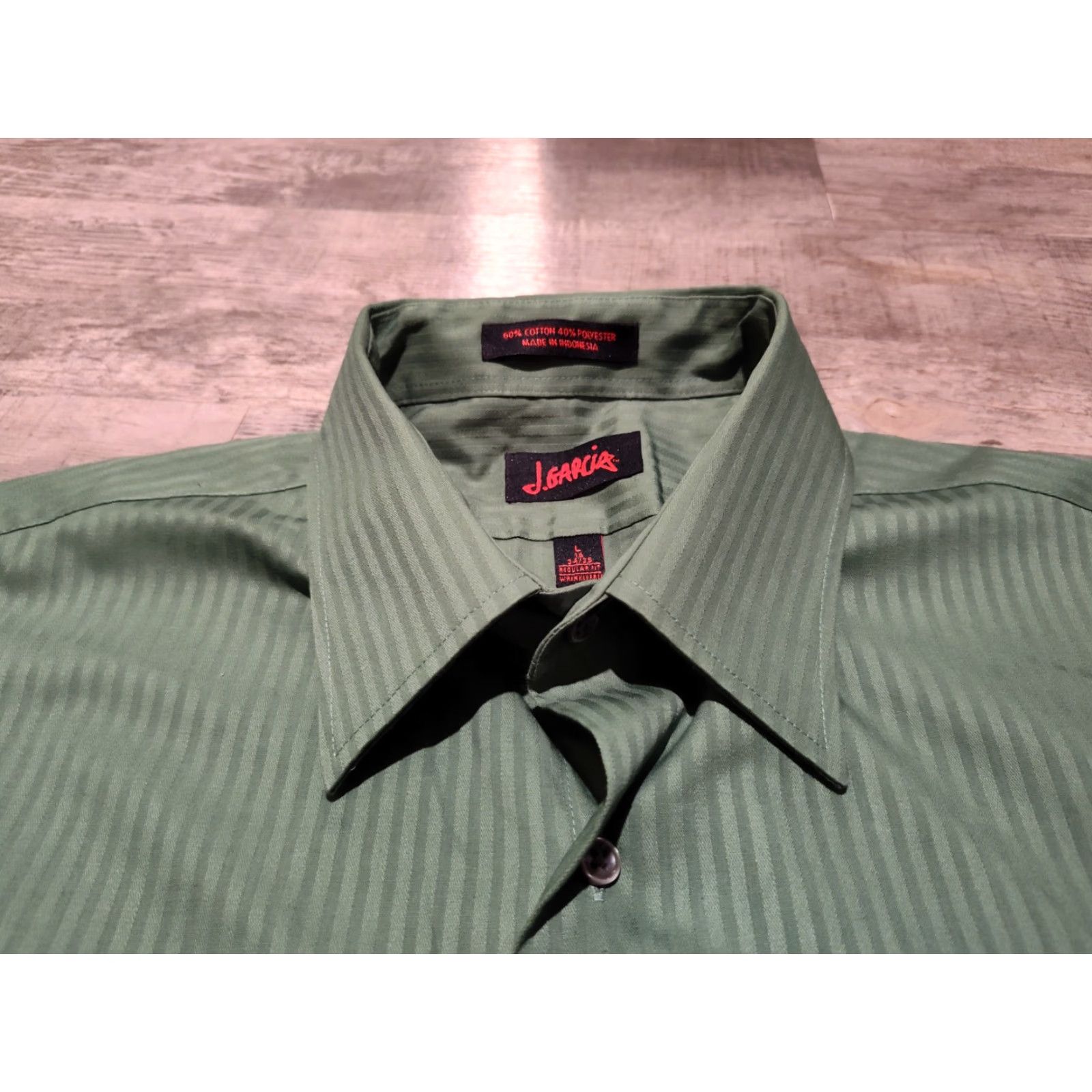 Vintage VINTAGE Jerry Garcia Shirt Mens Long Sleeve Button-Up Green Striped Casual 90s Mens Size US L / EU 52-54 / 3 - 6 Thumbnail