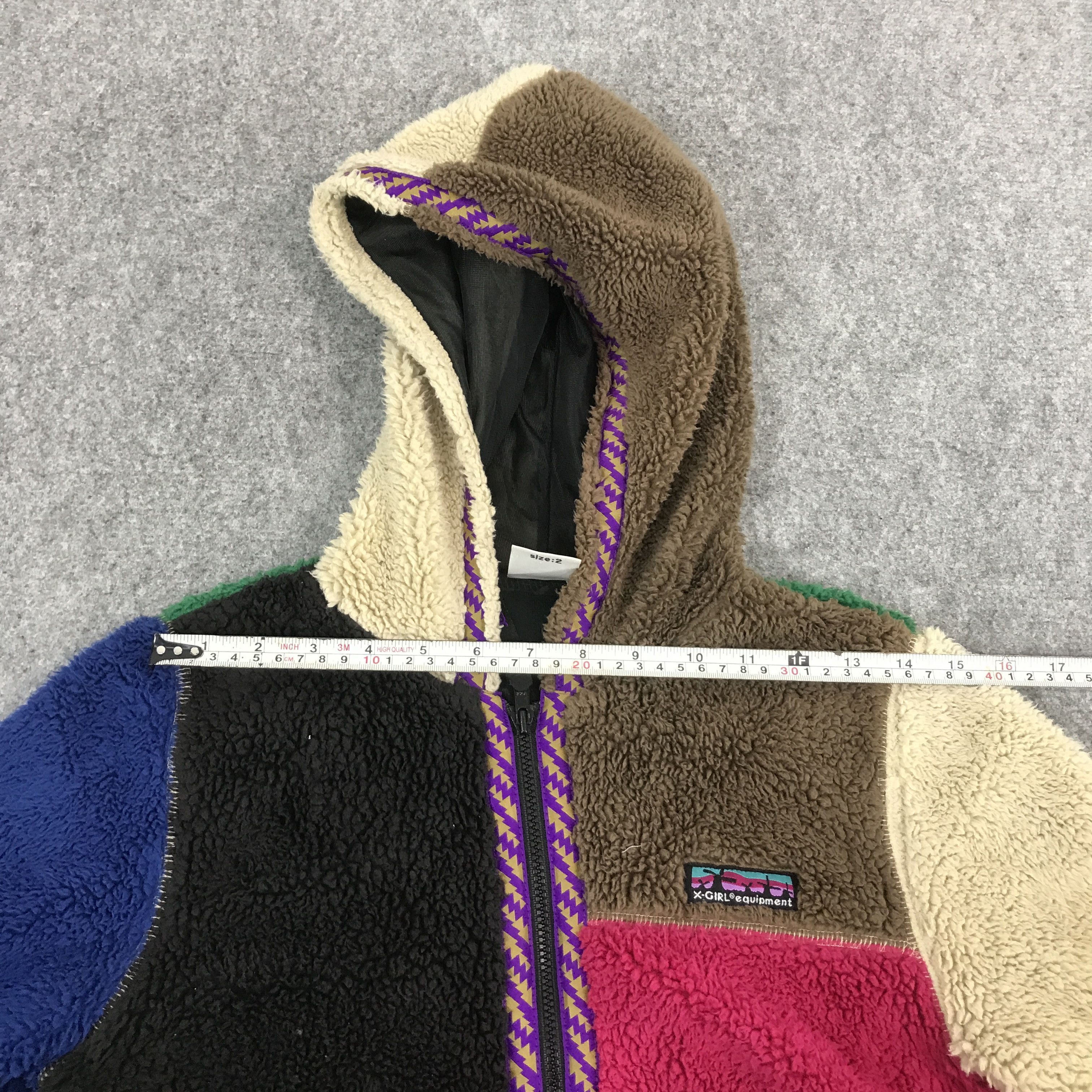Japanese Brand × Vintage XGirl Sherpa multicolour hoodies jacket Size US S / EU 44-46 / 1 - 8 Thumbnail