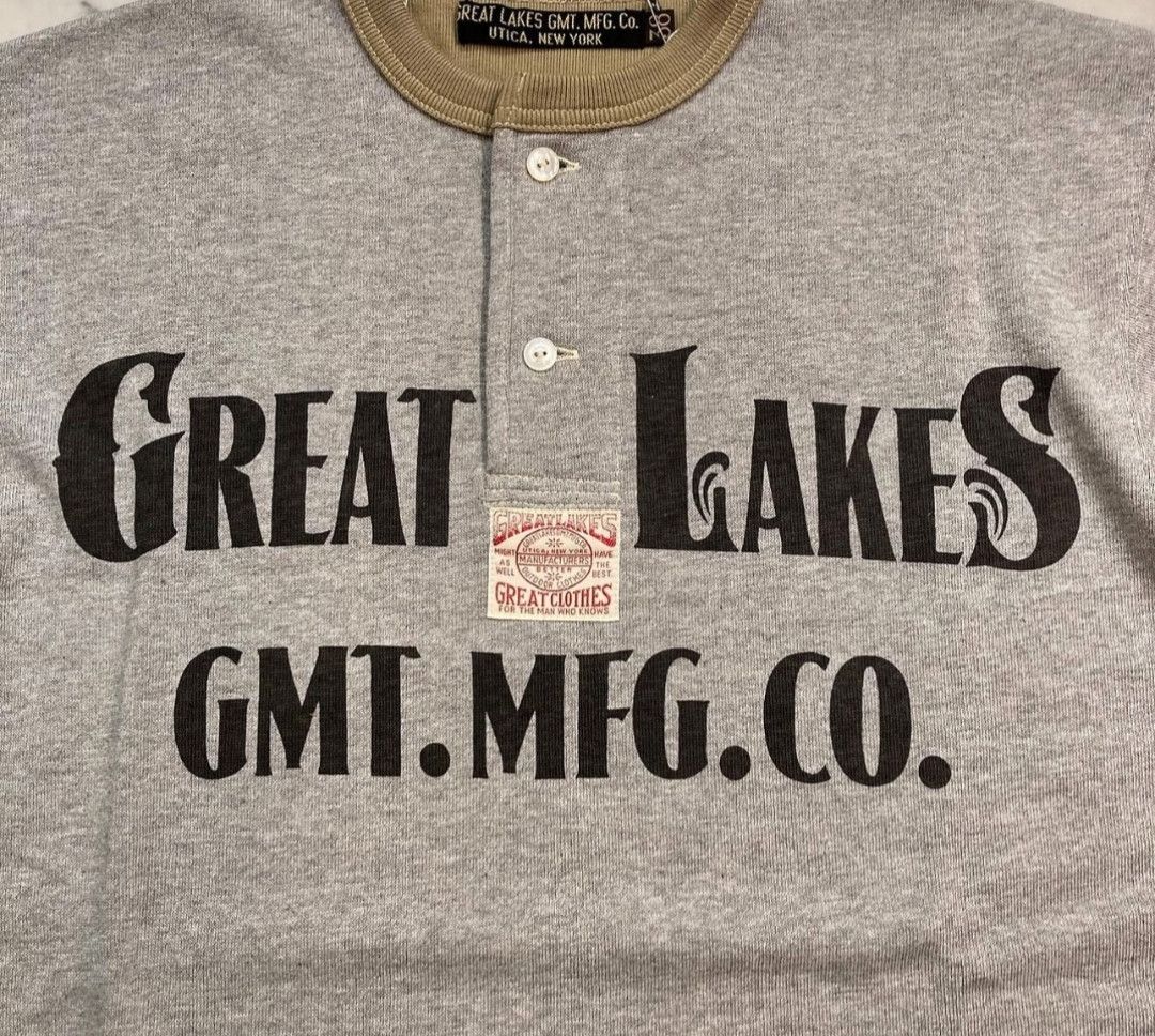 GREAT LAKES LOGO Long Sleeve Henley Neck Bottom Shirt