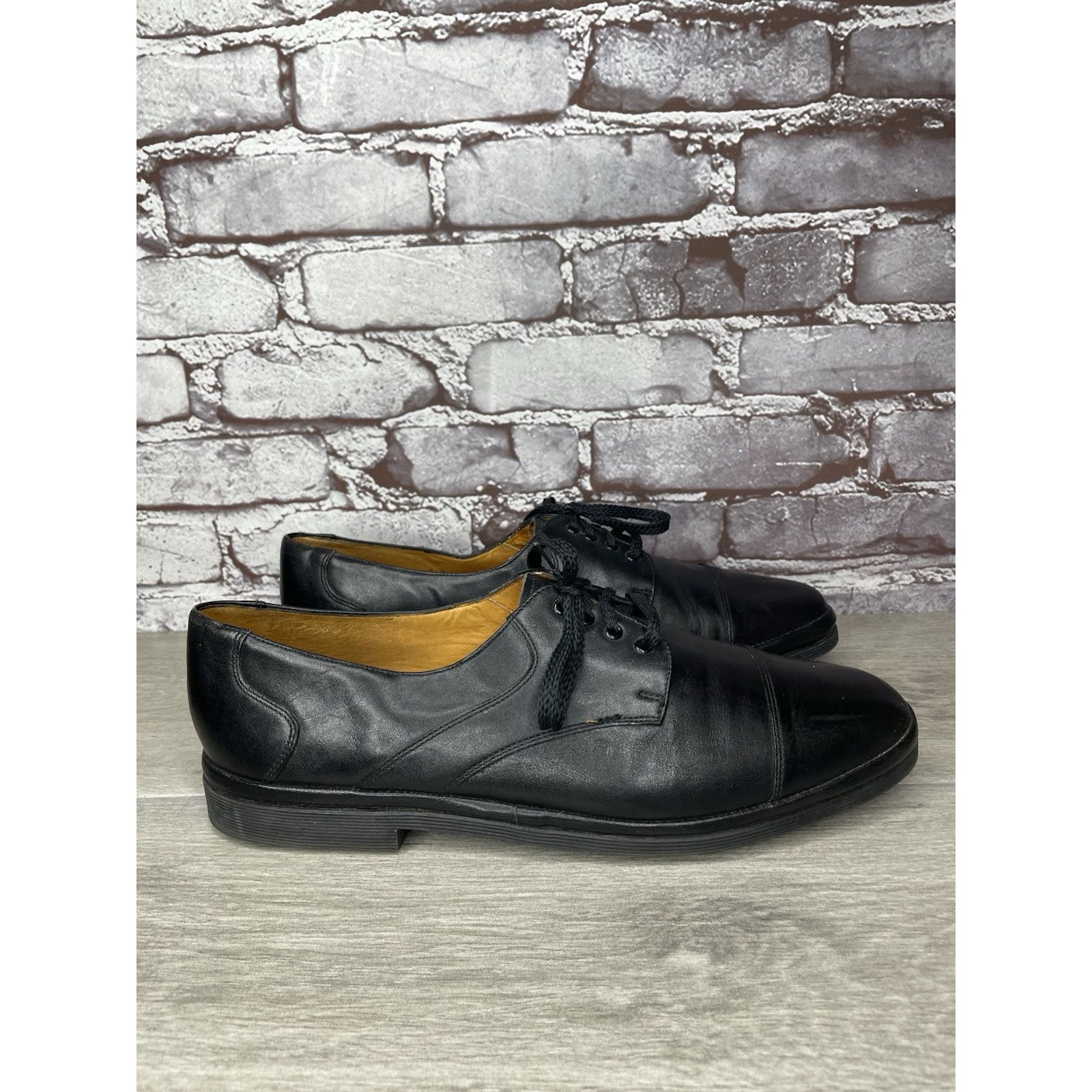 Other Michel Lazardi Black Leather Cap Toe Oxfords Lace Shoes Men Size US 11.5 / EU 44-45 - 14 Thumbnail