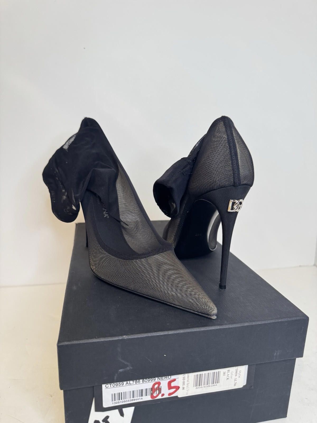 Dolce & Gabbana DOLCE & GABBANA Shoes Black Viscose Mesh Sock Style Boots Size US 7.5 / IT 37.5 - 1 Thumbnail