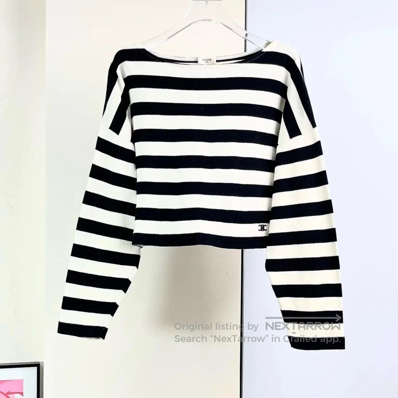 Celine Celine Black White Striped Cropped Knit. Size M / US 6-8 / IT 42-44 - 1 Thumbnail
