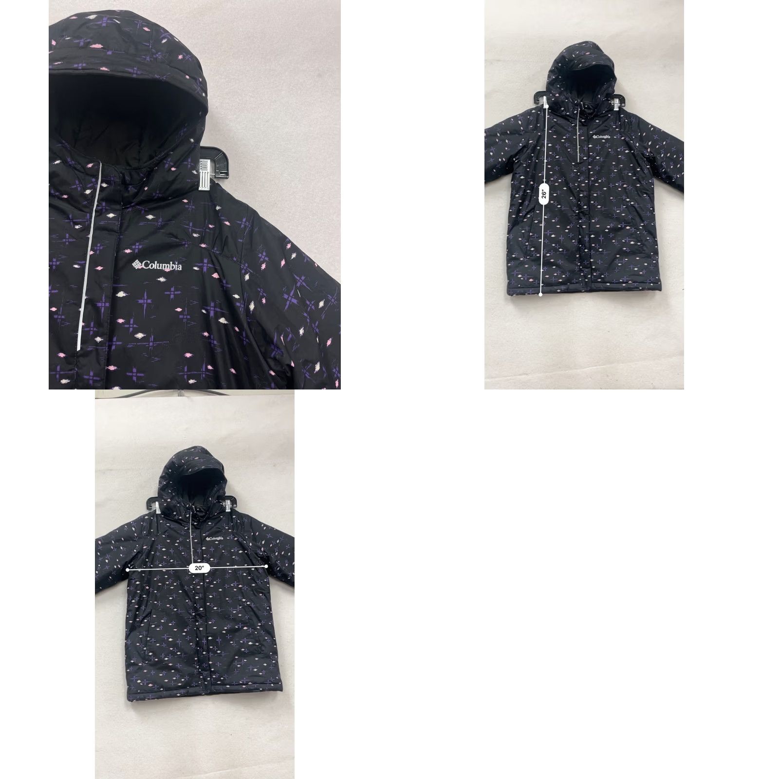 Vintage Columbia Outdoor Hooded Jacket XL Girls XLG Black Regular Winter Coat Hoodie Zip Pocket Mock-Velcro Cuffed Machine Washable Polyester Size XL / US 12-14 / IT 48-50 - 8 Thumbnail