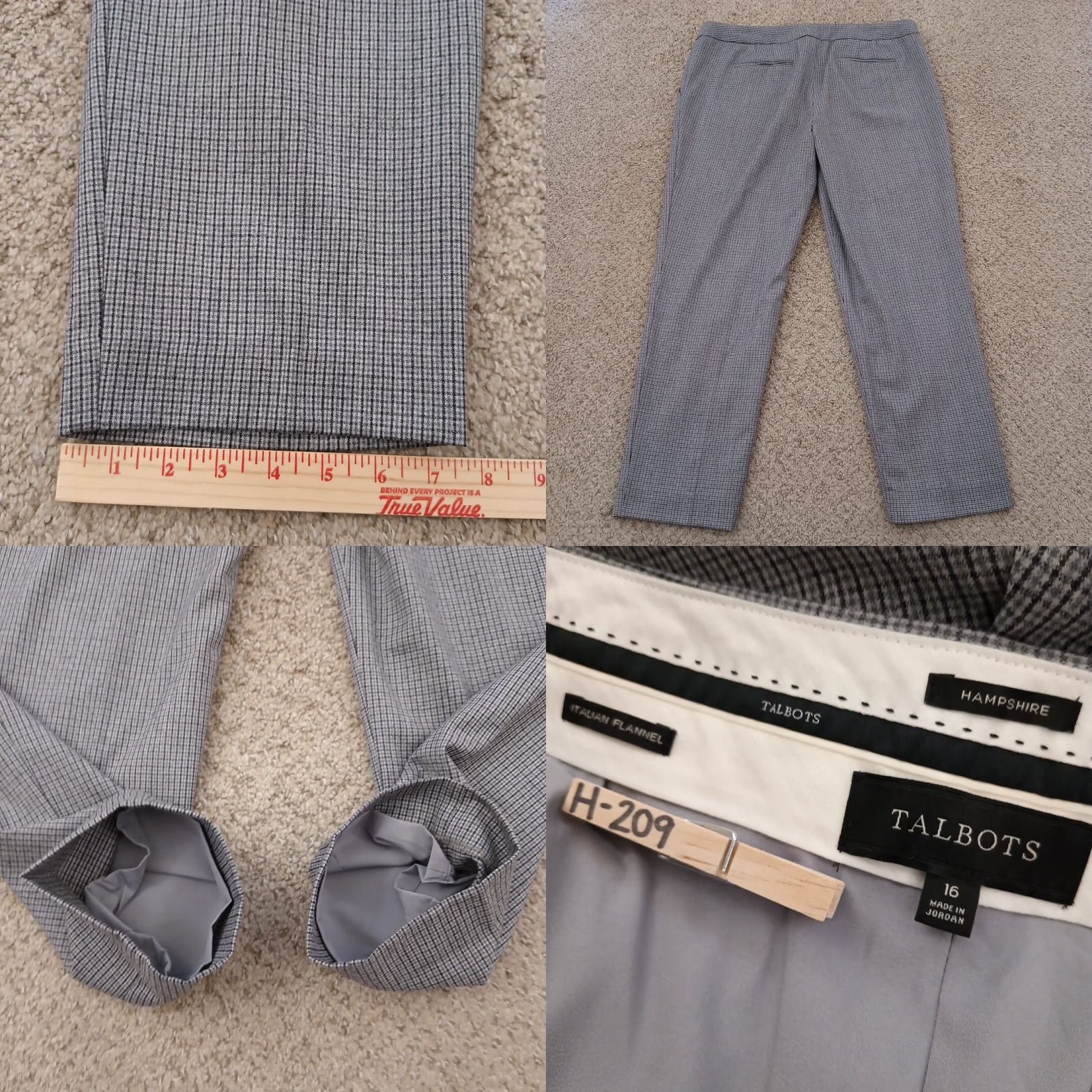 Talbots Talbots Dress Pants Womens Size 16 Gray Plaid Flannel 38x28 High Rise Straight Pockets Lined Wool Spandex Regular Pants Womens Size 38" / US 16 / IT 52 - 8 Thumbnail