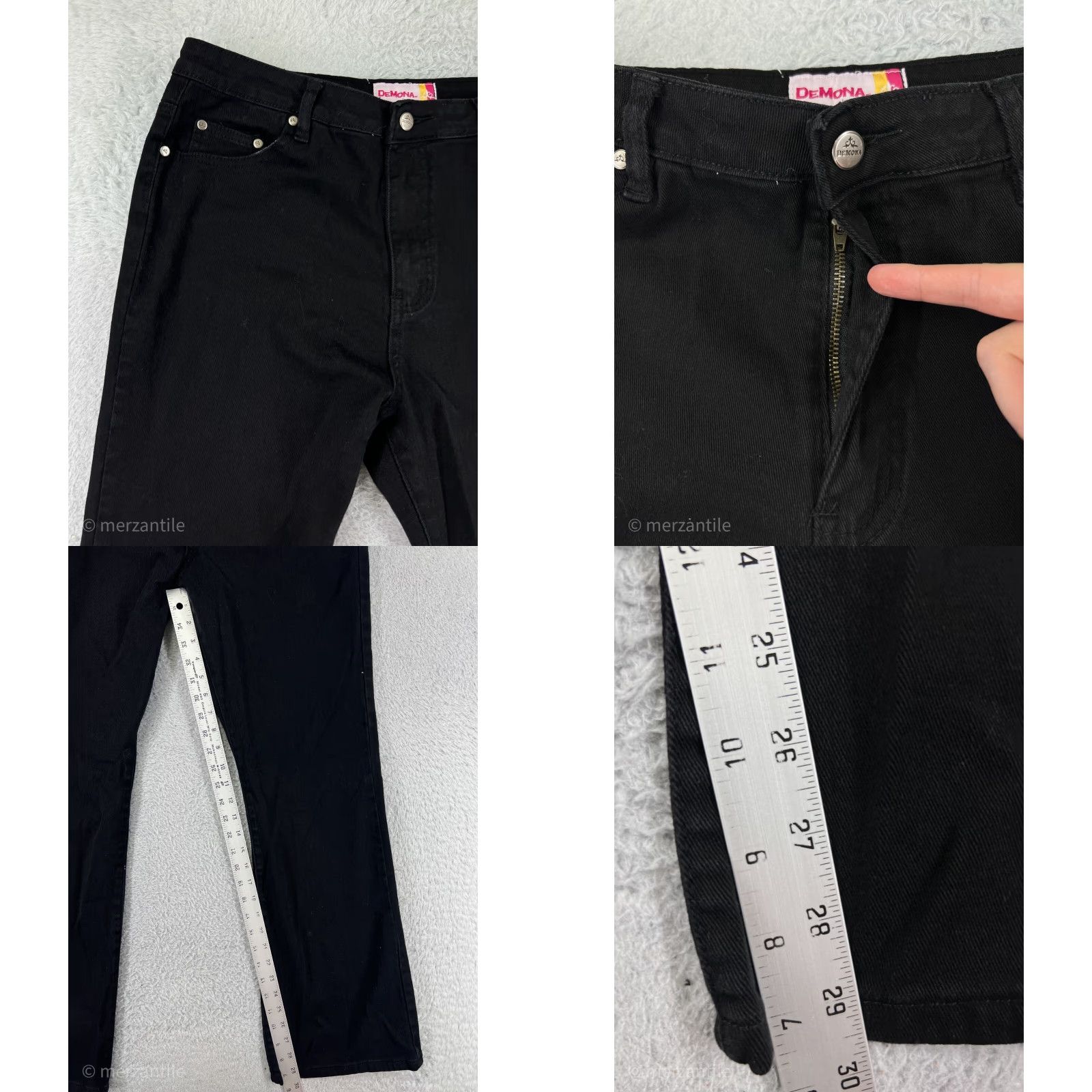 Vintage Demona Black Jeans Womens 32 Denim Bootcut High Rise Cotton Blend Stretch Pant Size 24" / US 00 / IT 34 - 8 Thumbnail